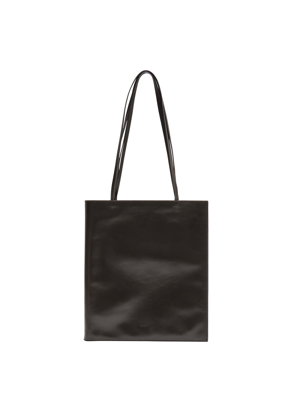 large slim leather bag, dark brown