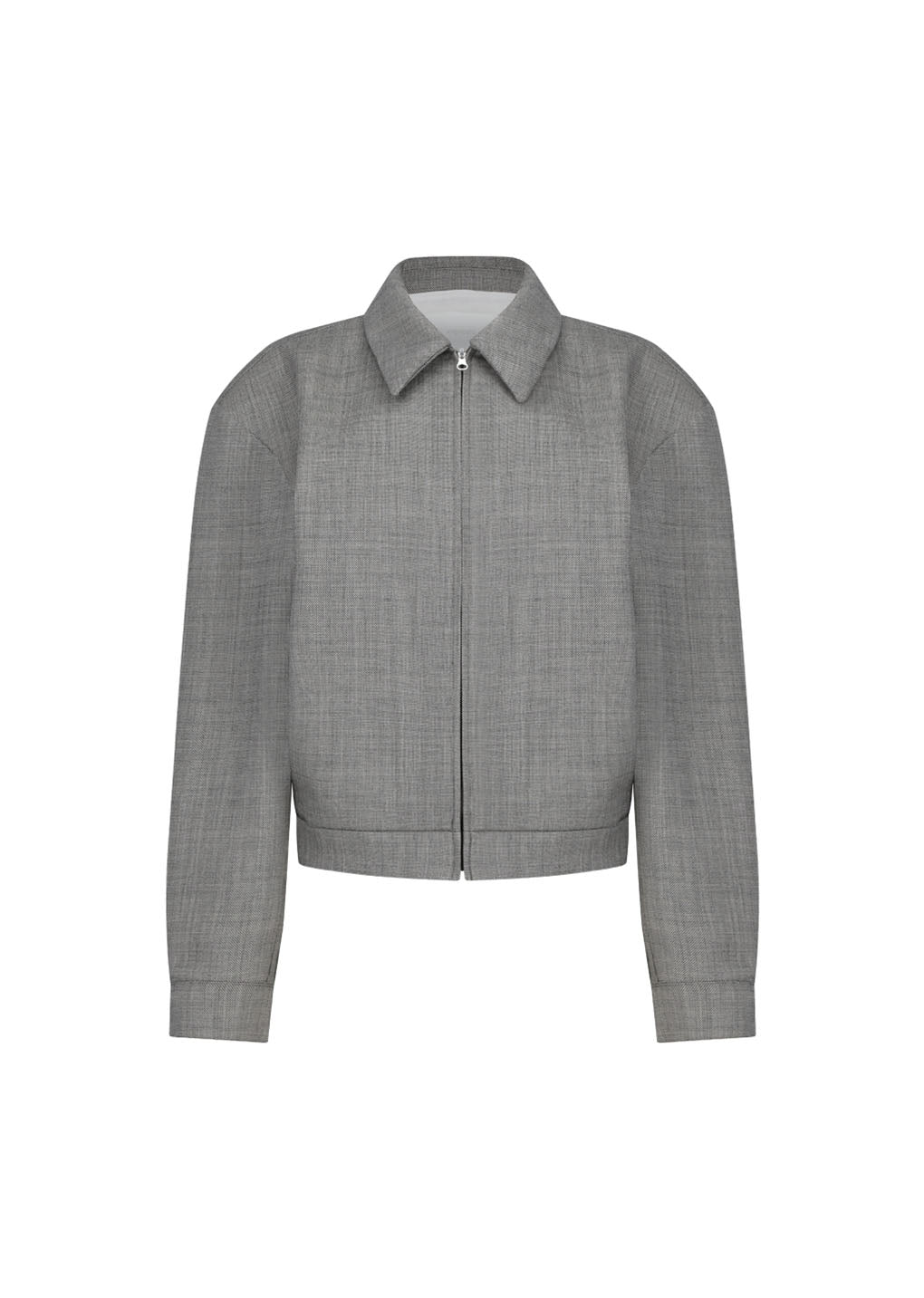 wool crop zip-up jumper, grey beige