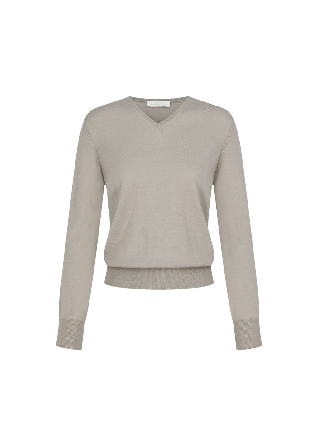 wool v-neck knit, light khaki