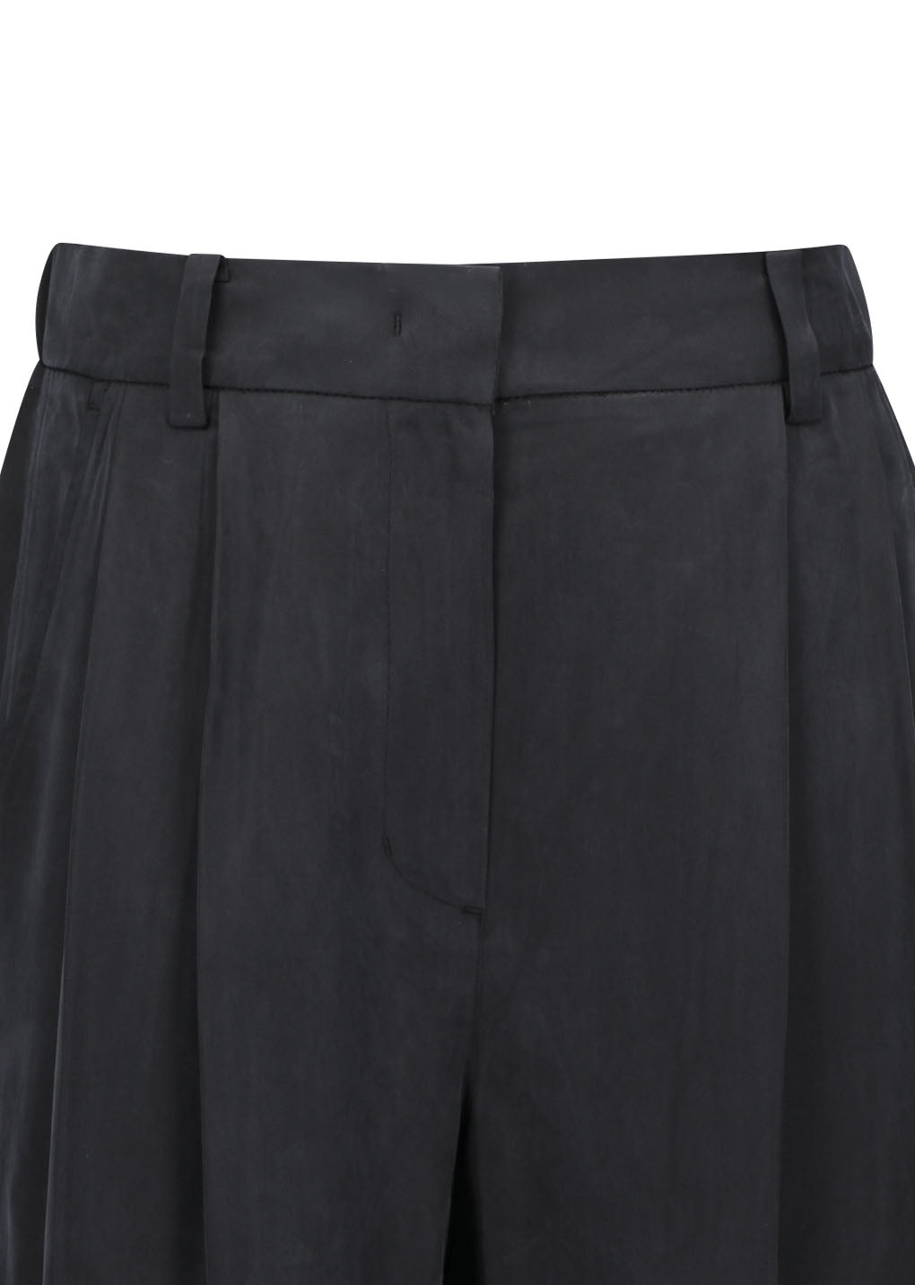 women's cupro two tuck wide pants, black