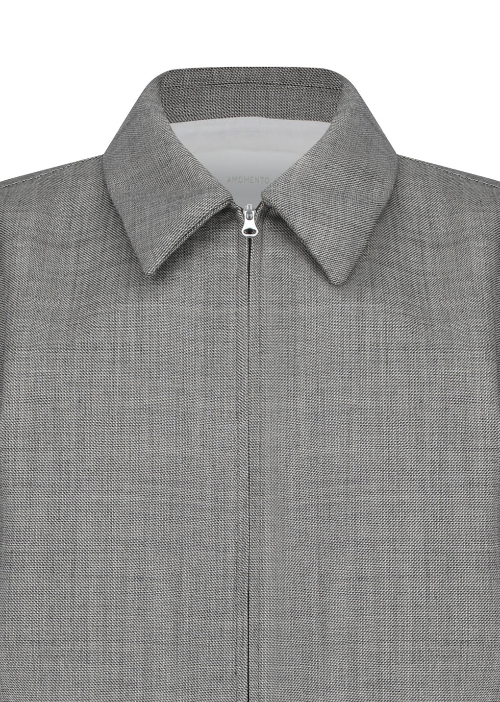 wool crop zip-up jumper, grey beige