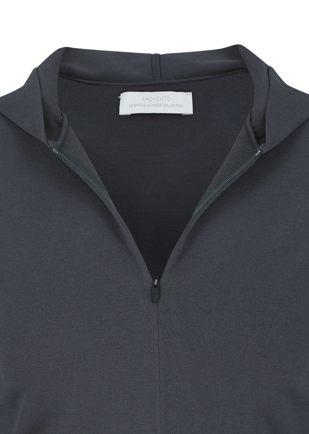 half zip-up knit hoodie, charcoal