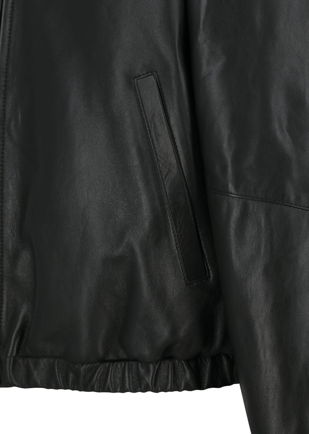 lamb skin leather hood jumper, black