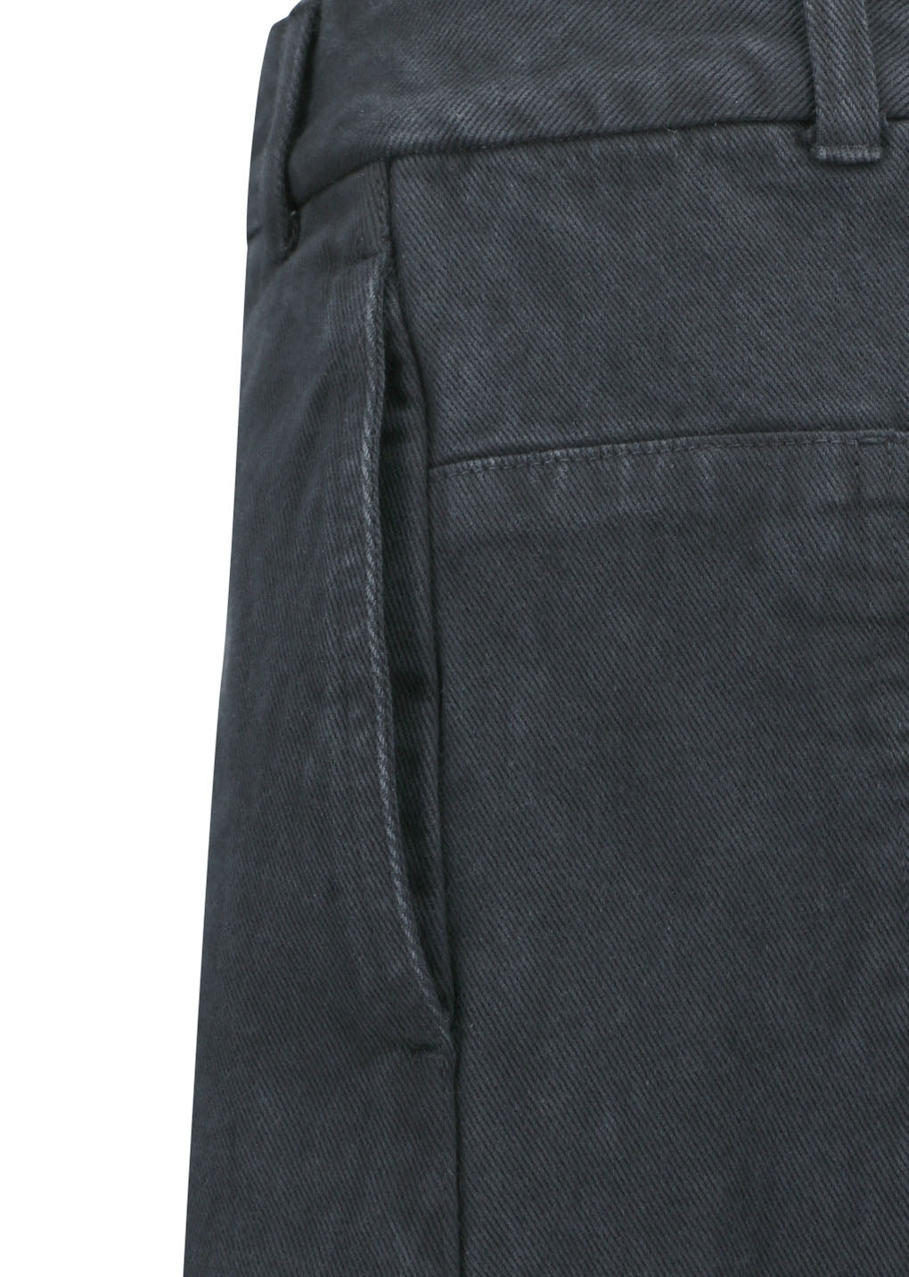 men's garments dyed curved seam denim, black