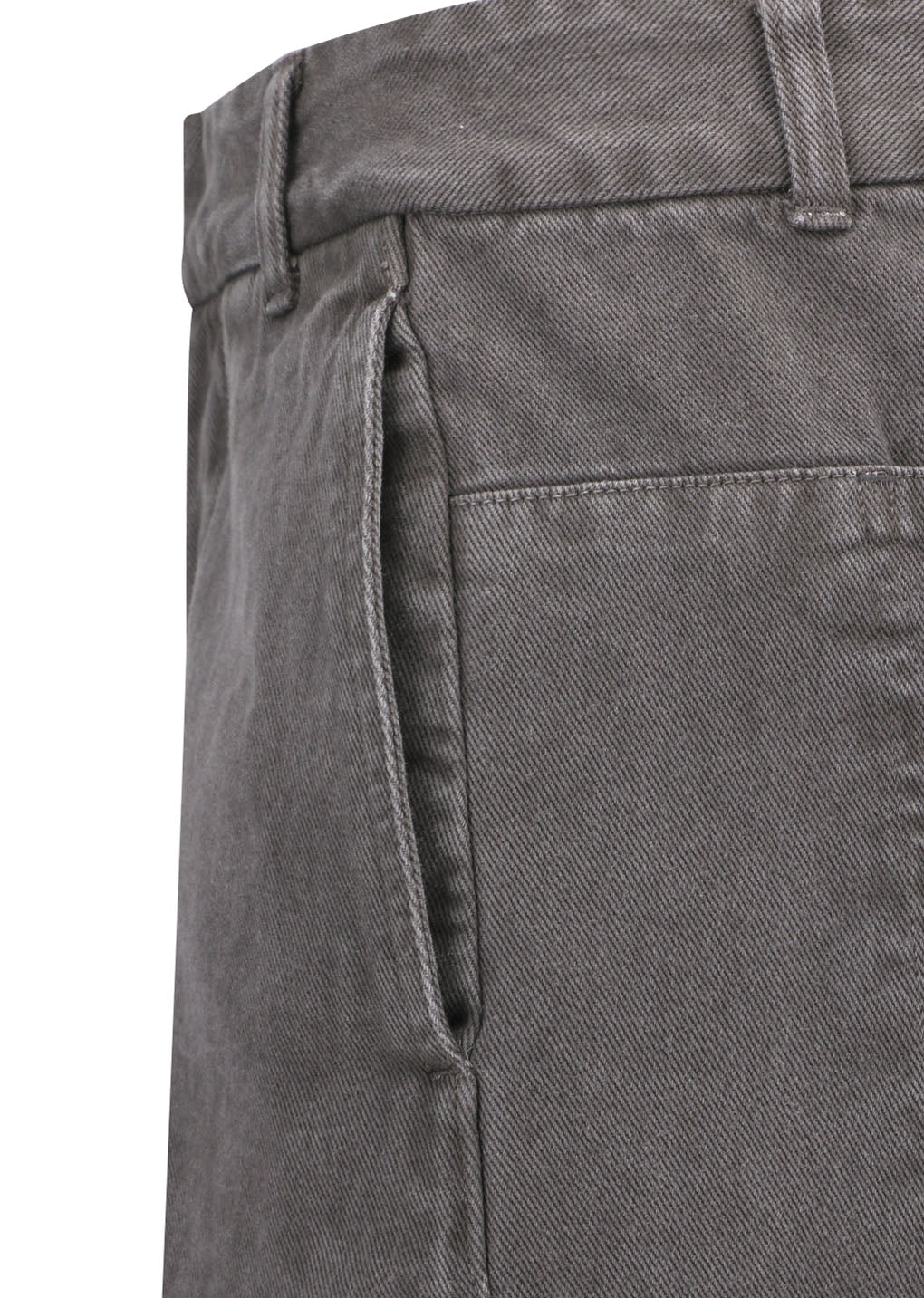 men's garments dyed curved seam denim, brown