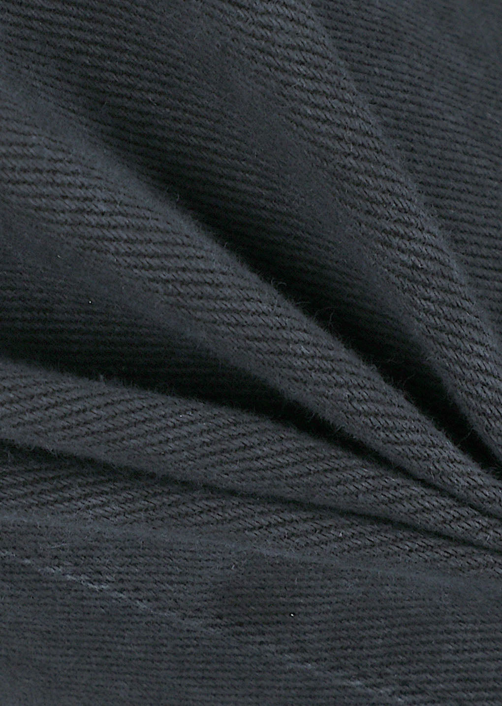 men's garments dyed curved seam denim, black