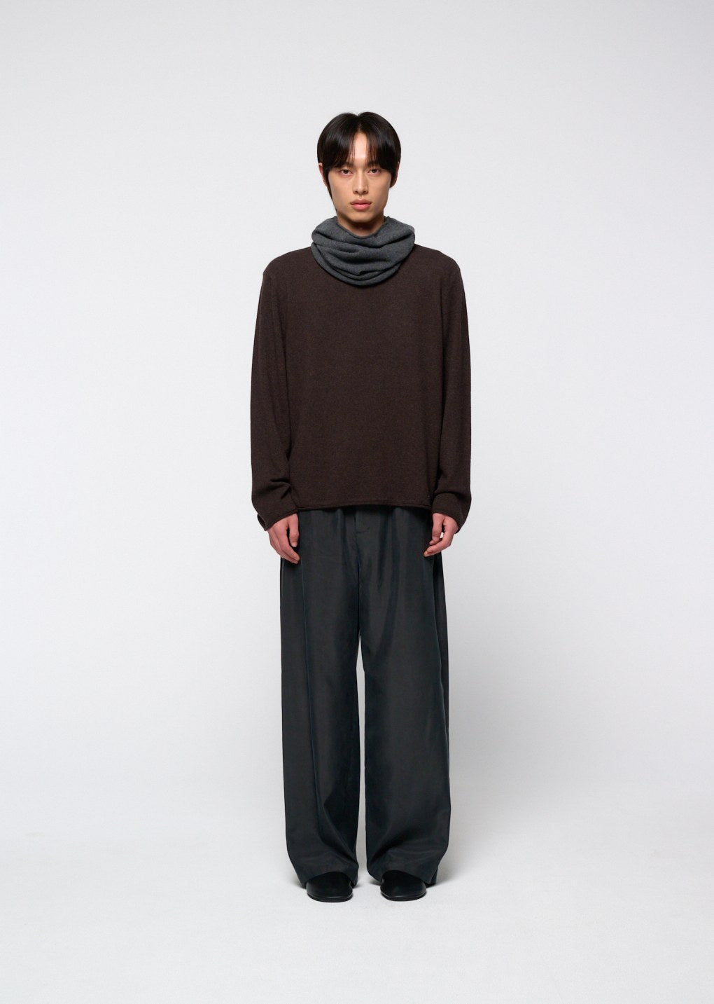 cashmere bandeau snood, melange grey
