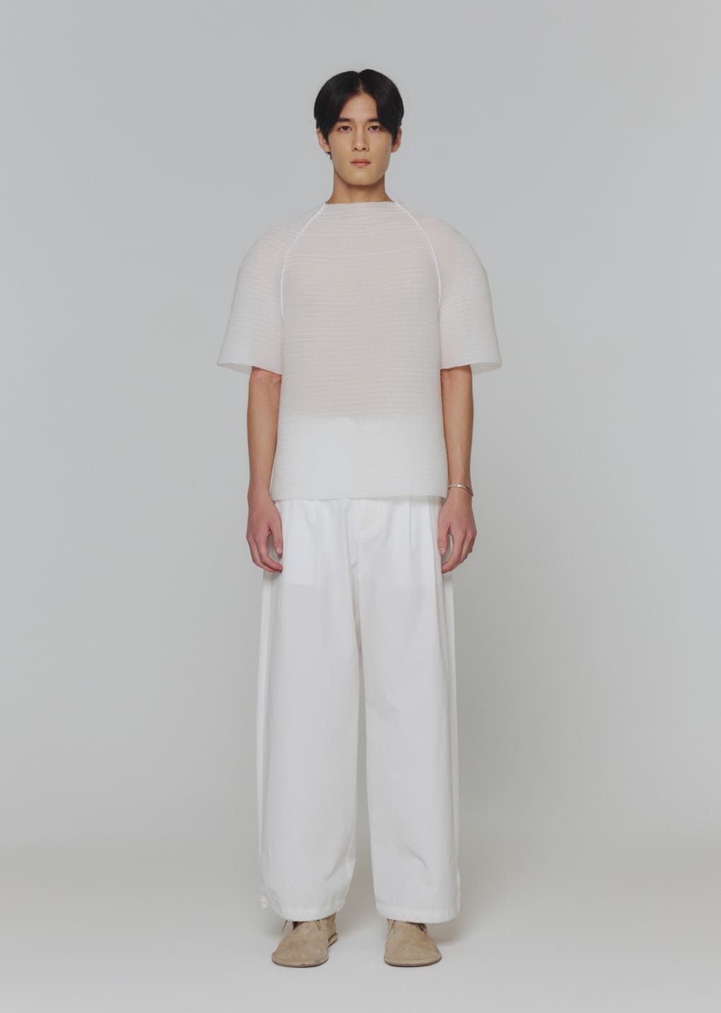 pleats raglan top, white
