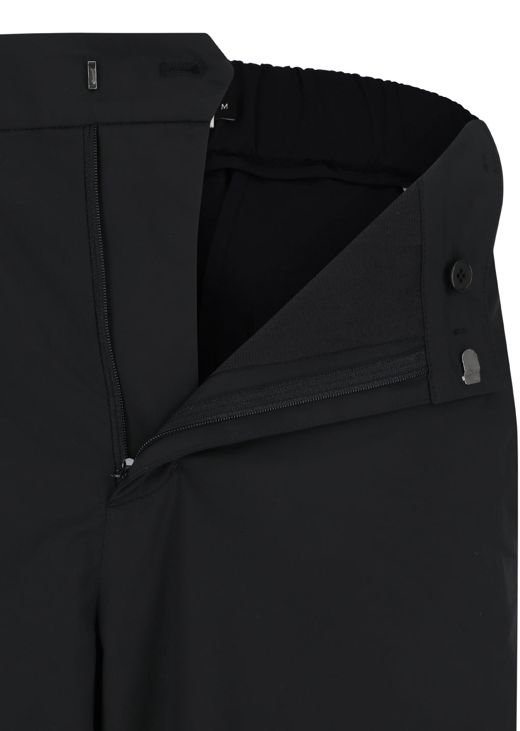 taffeta curved leg pants, black