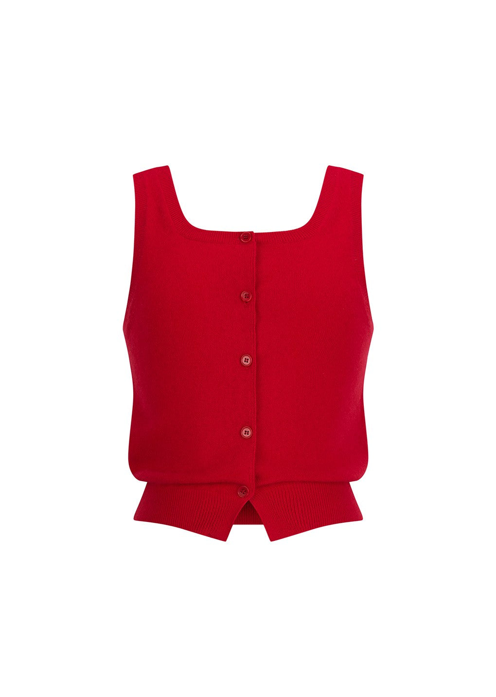 cashmere button up u-neck vest, red