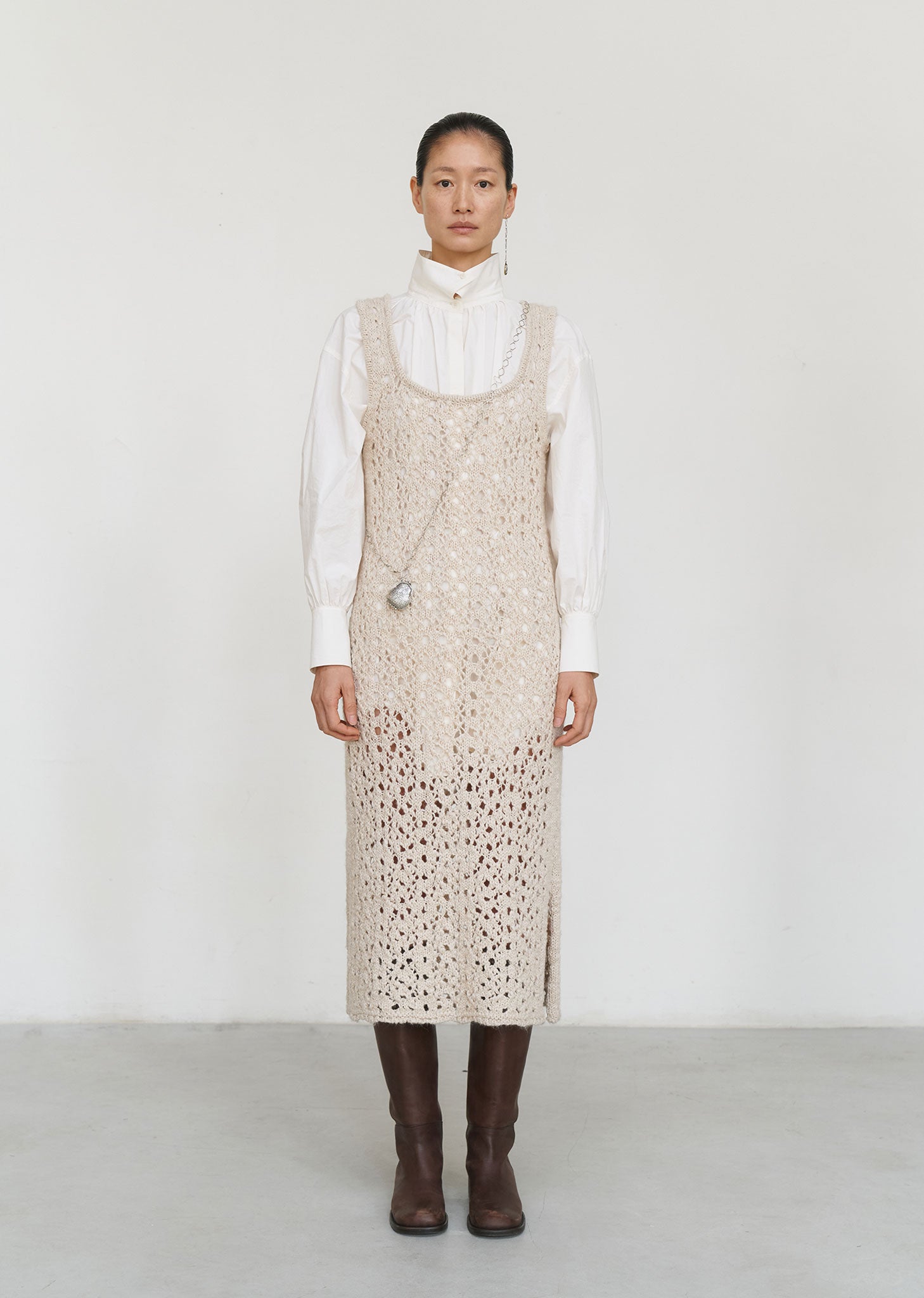 HIGH NECK SHIRRING SHIRT