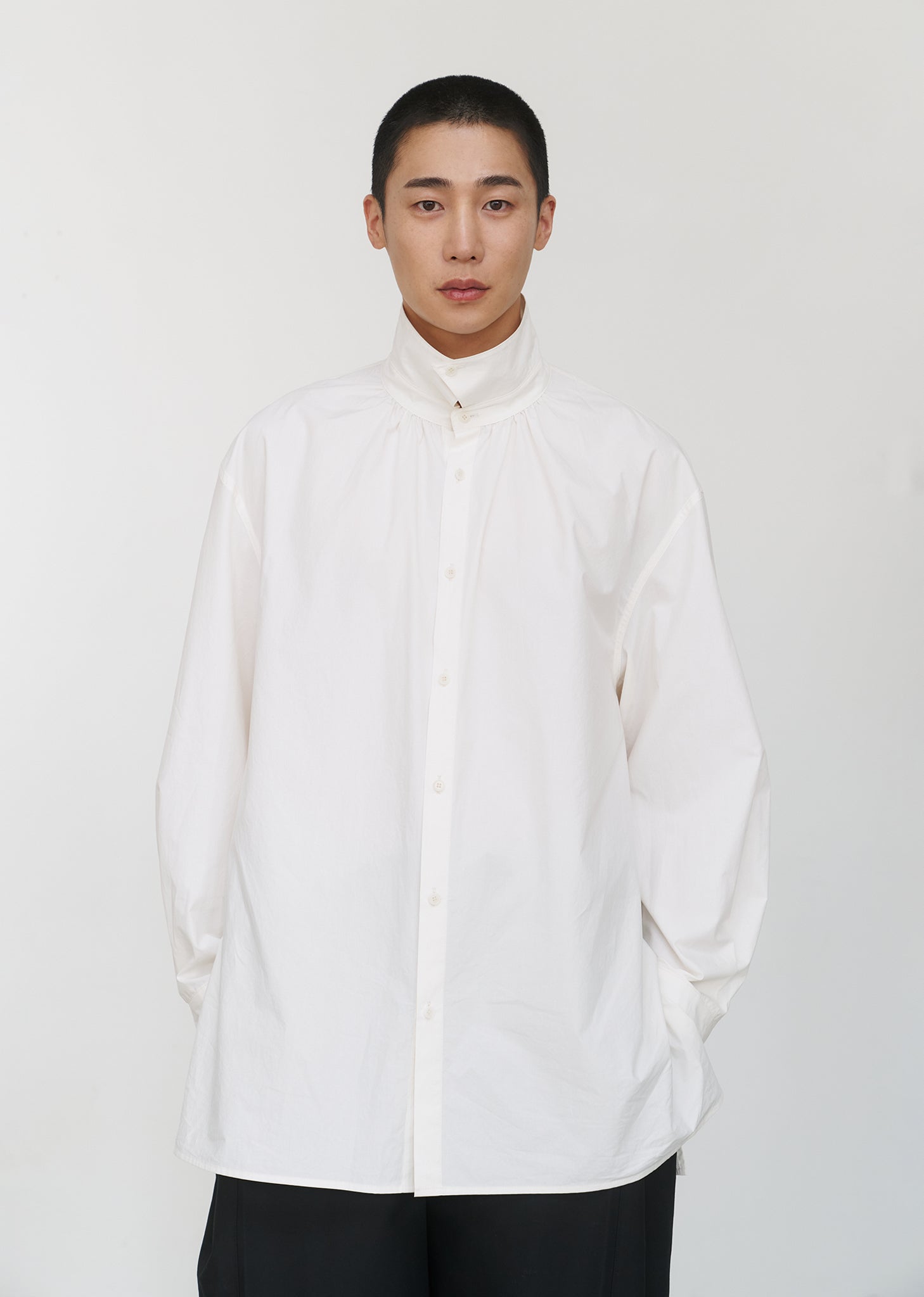 SHIRRING COTTON OVERSIZE SHIRTS (2 COLORS) – AMOMENTO JP