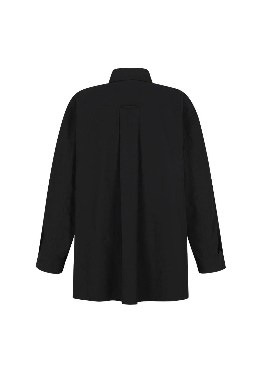 neck shirring oversized shirts, black