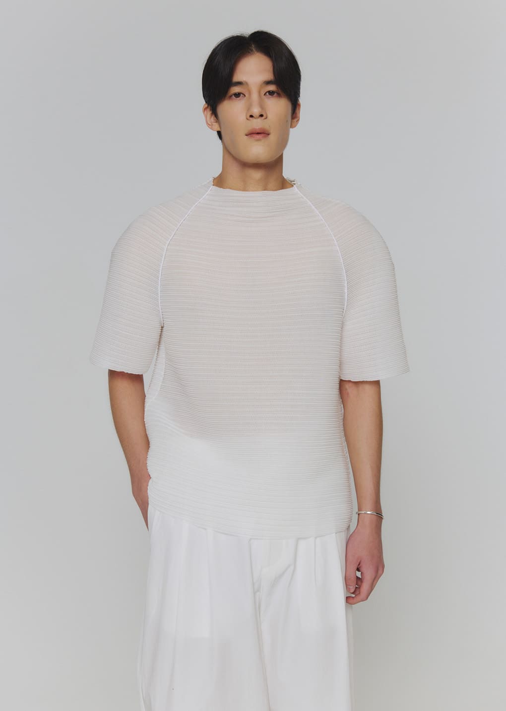 pleats raglan top, white