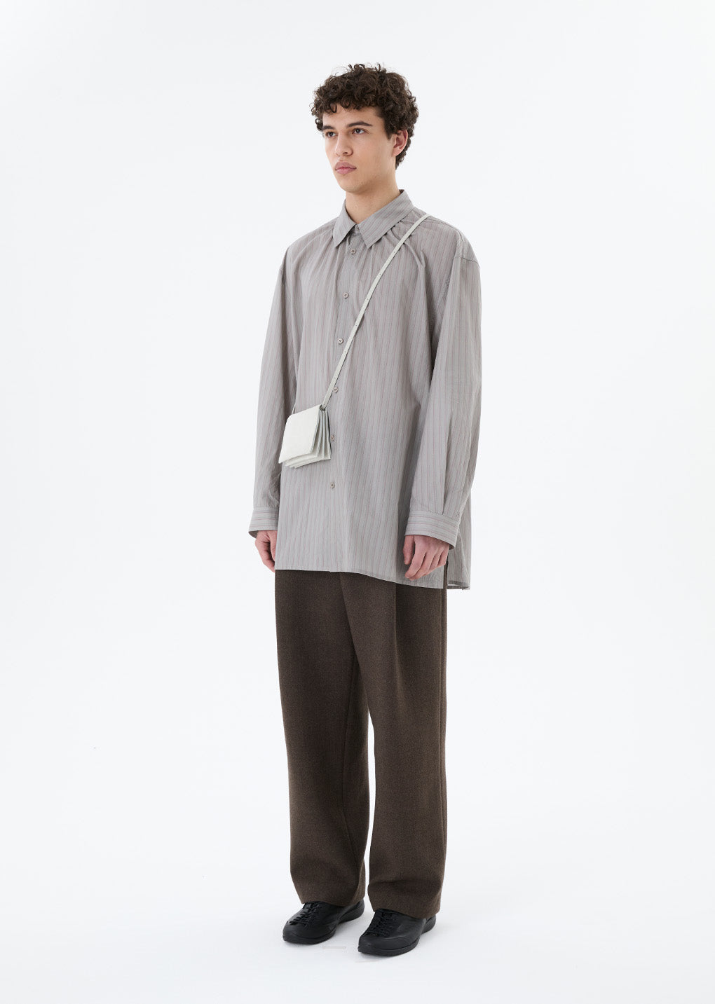 stripe shirring oversized shirts, grey
