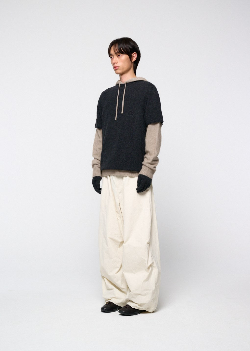 cashmere easy half sleeve knit, charcoal