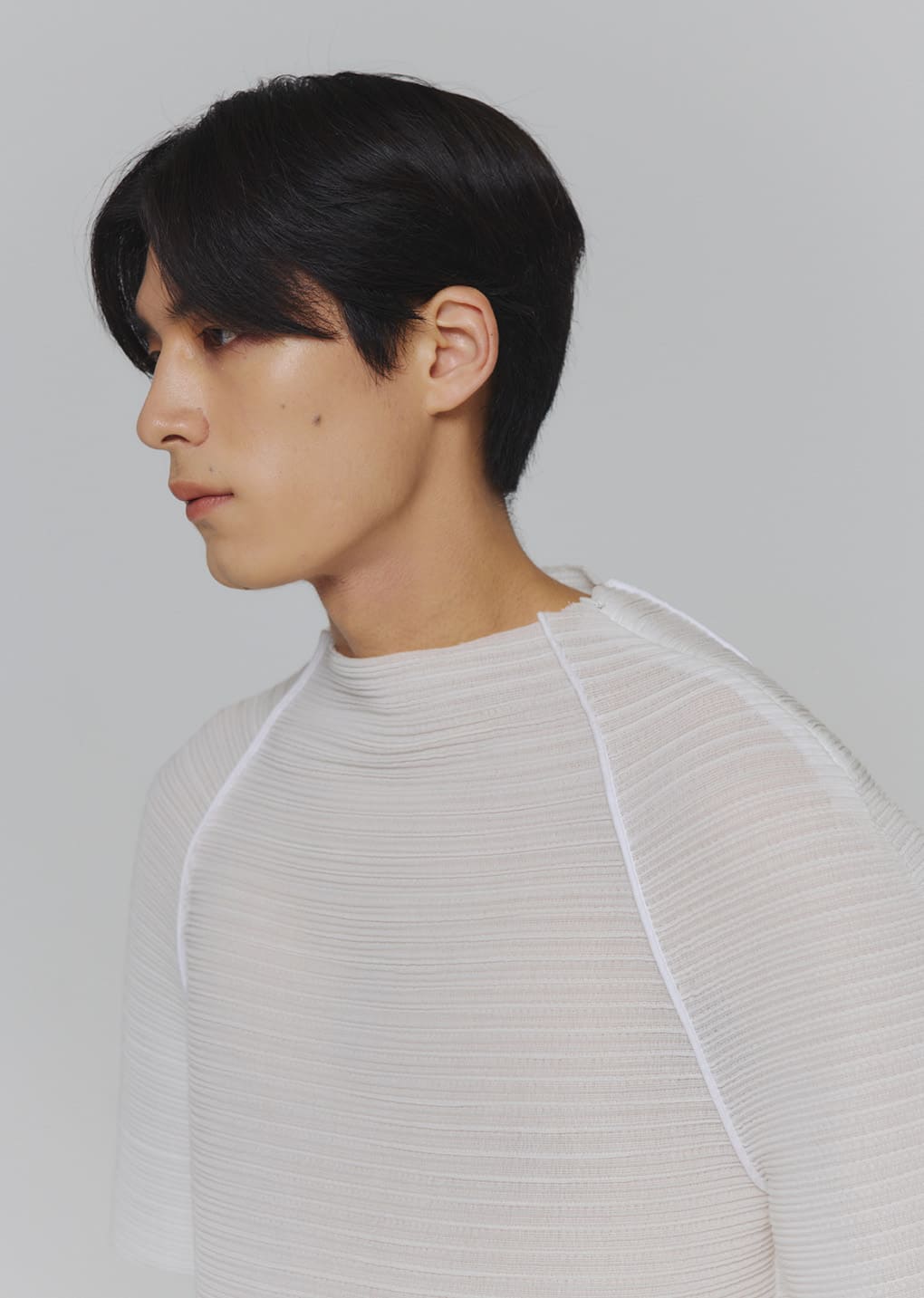 pleats raglan top, white