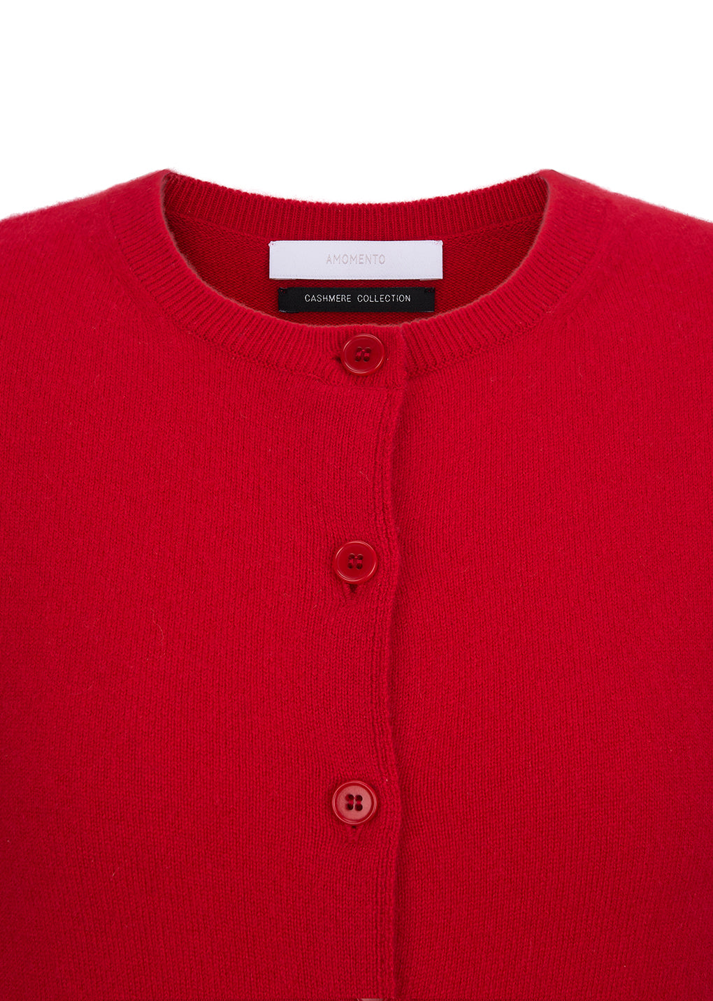 cashmere crewneck cardigan, red