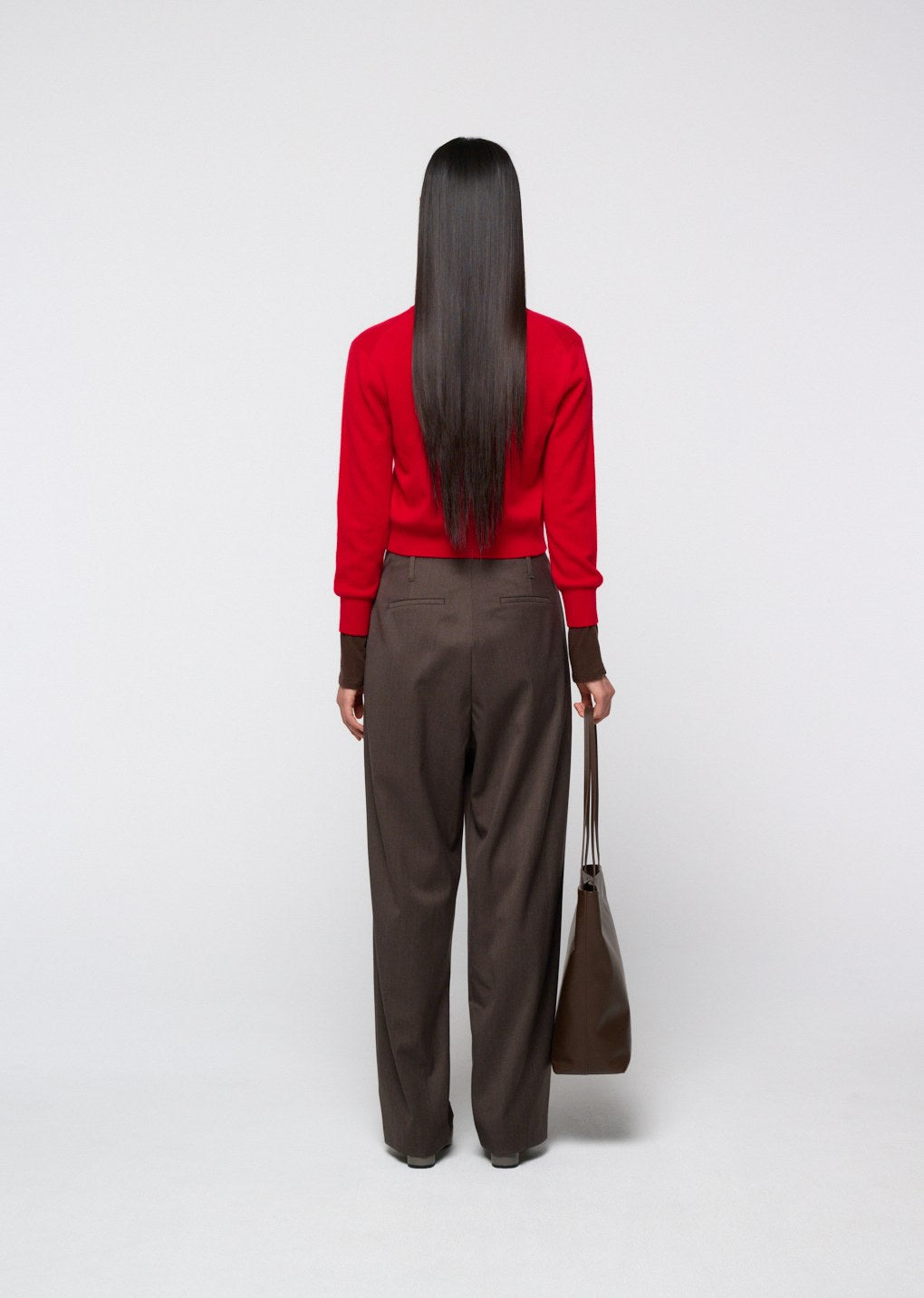 cashmere crewneck cardigan, red
