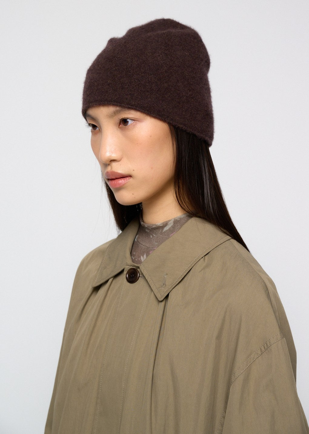 cashmere knit beanie, brown