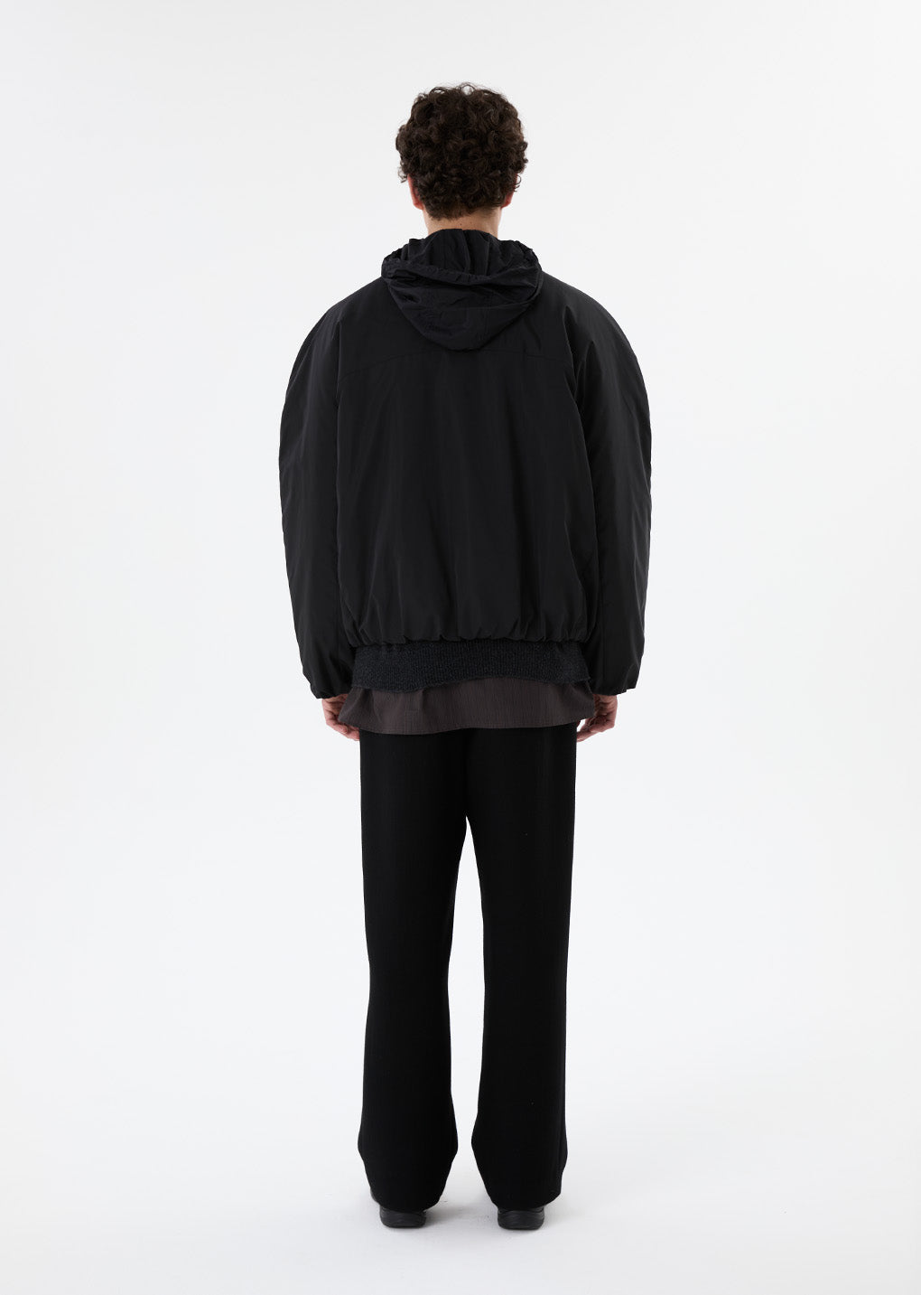 taffeta padded raglan jumper, black