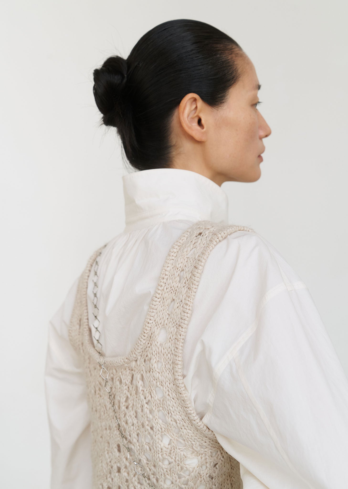 HIGH NECK SHIRRING SHIRT