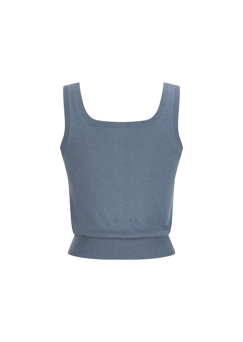 cashmere button up u-neck vest, blue