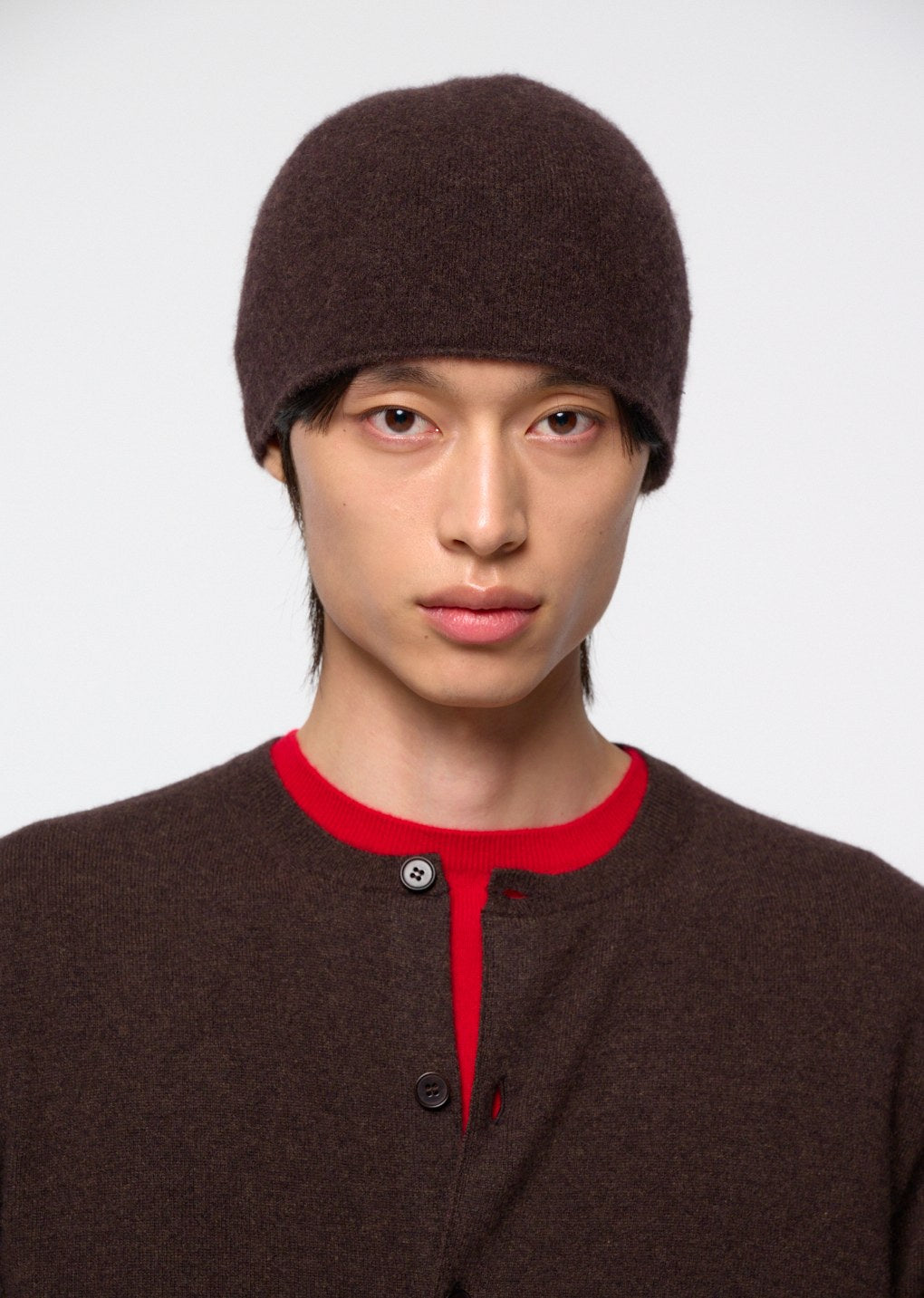 cashmere knit beanie, brown