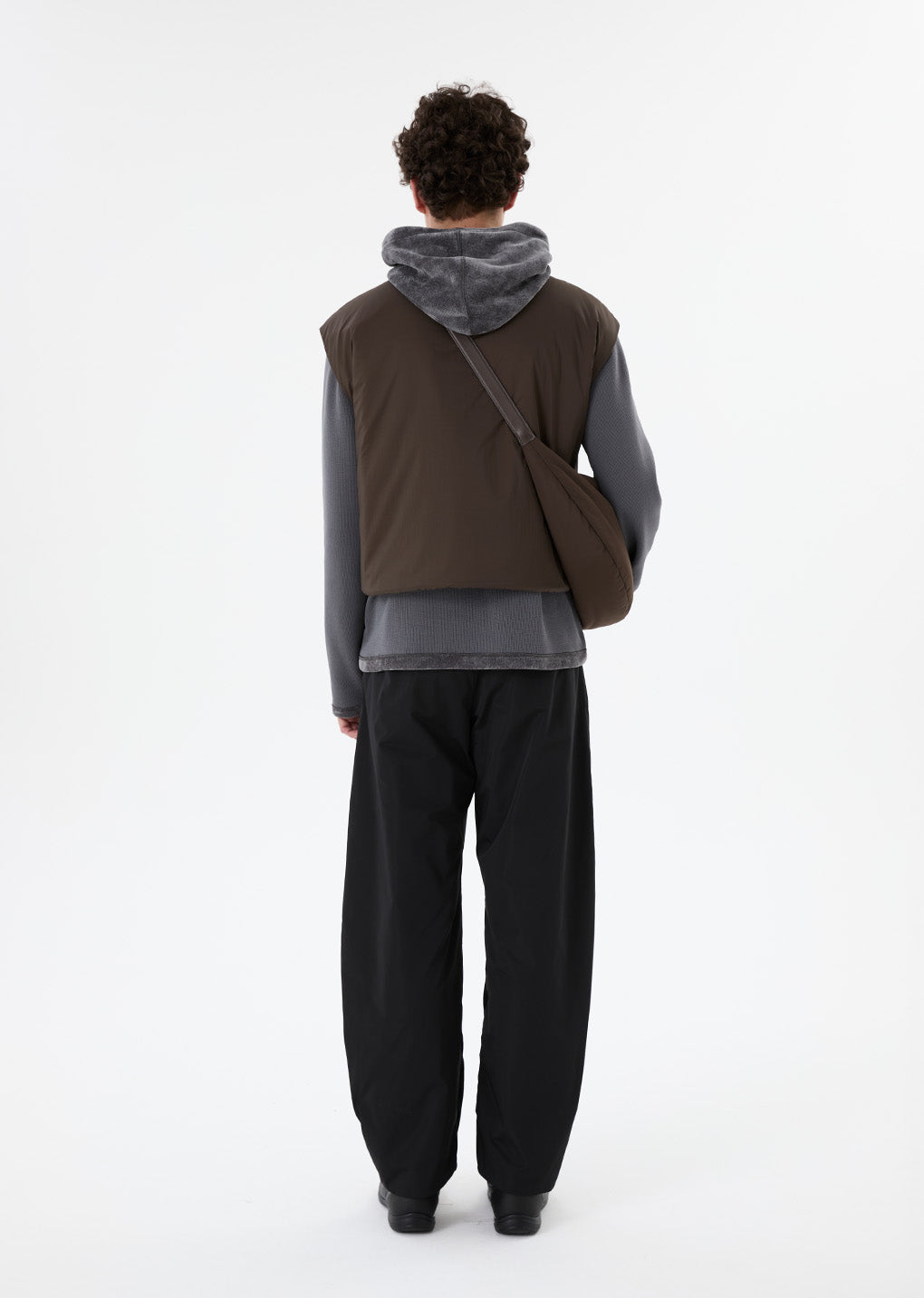sheer nylon padded vest, brown