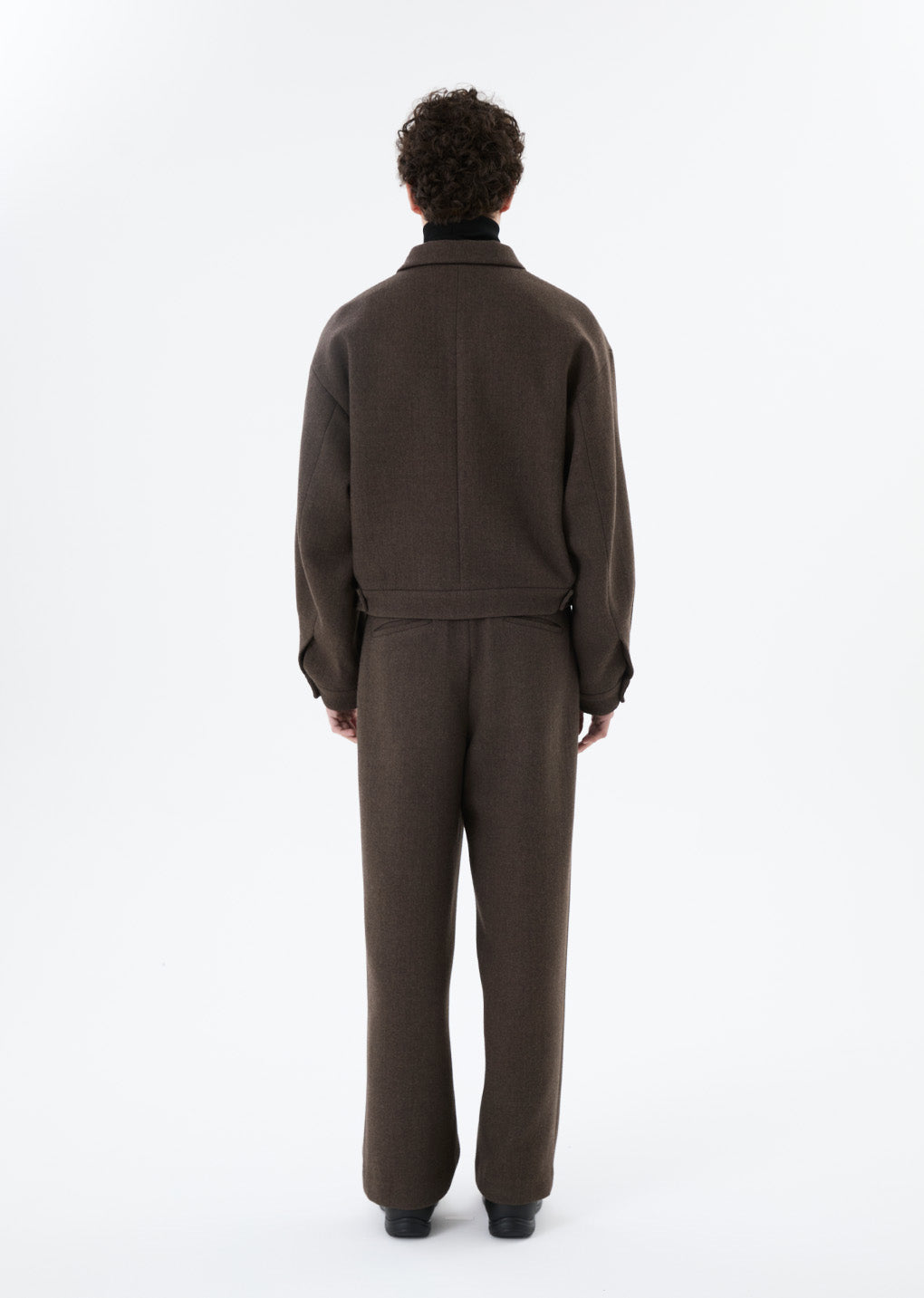 wool crop jacket, brown