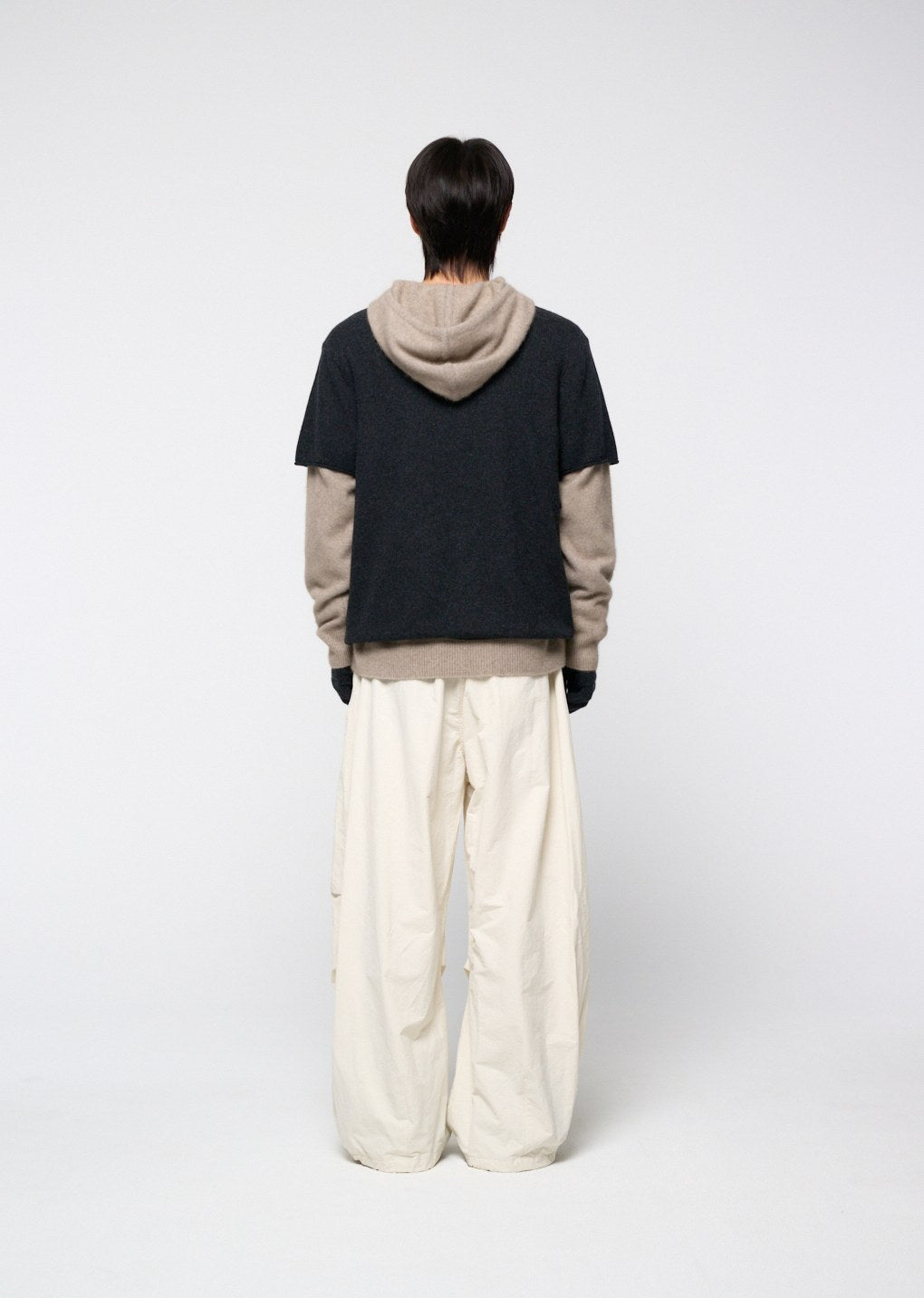cashmere easy half sleeve knit, charcoal