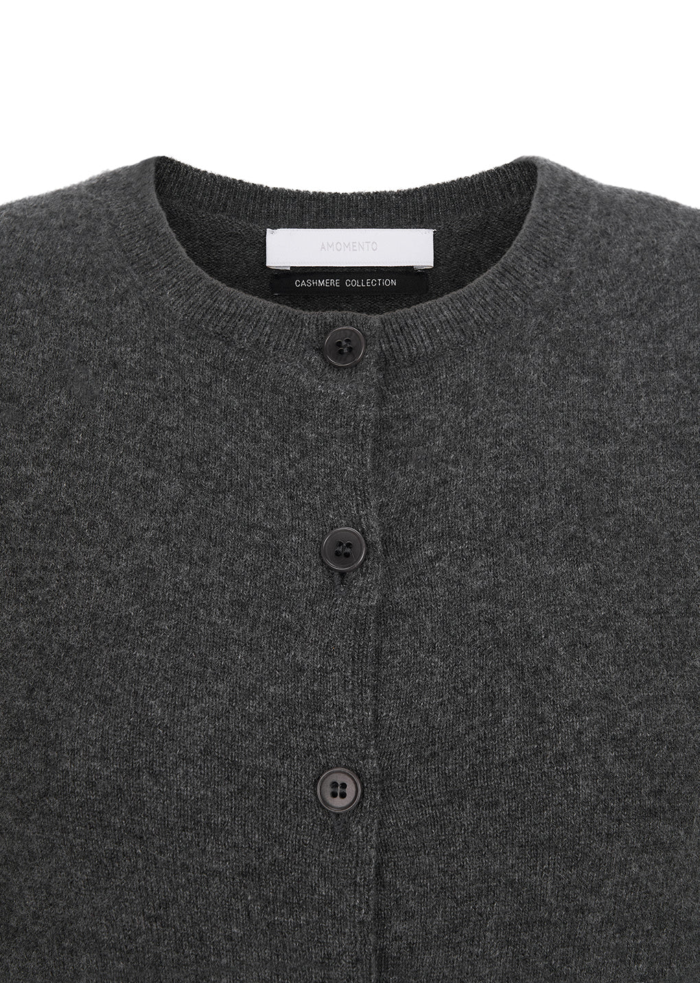 cashmere crewneck cardigan, melange grey