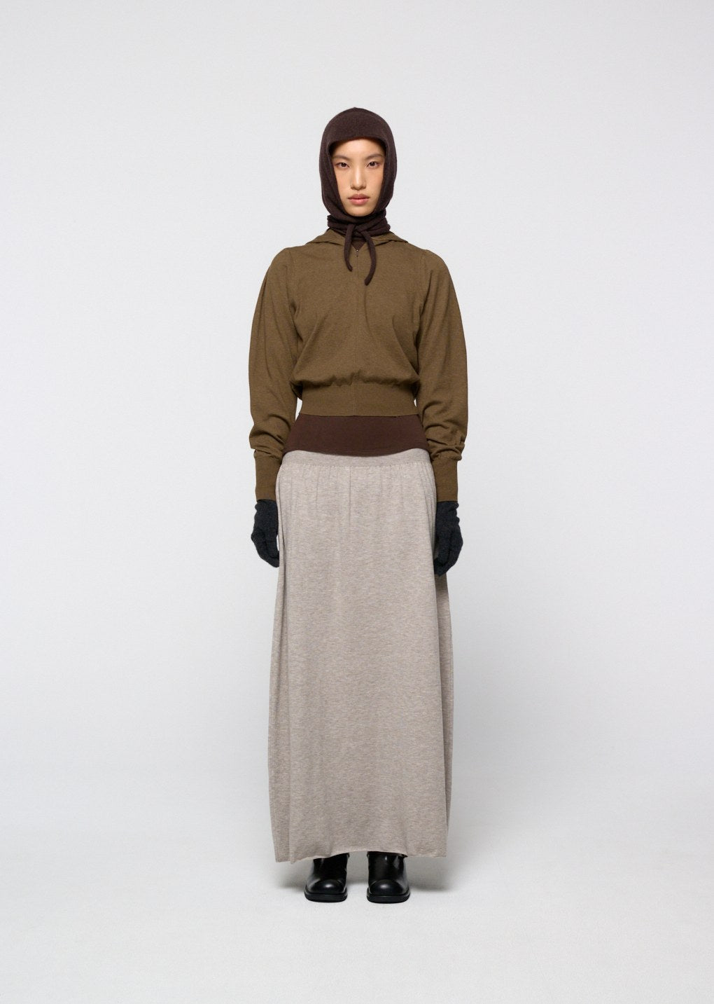 cashmere balaclava scarf, brown