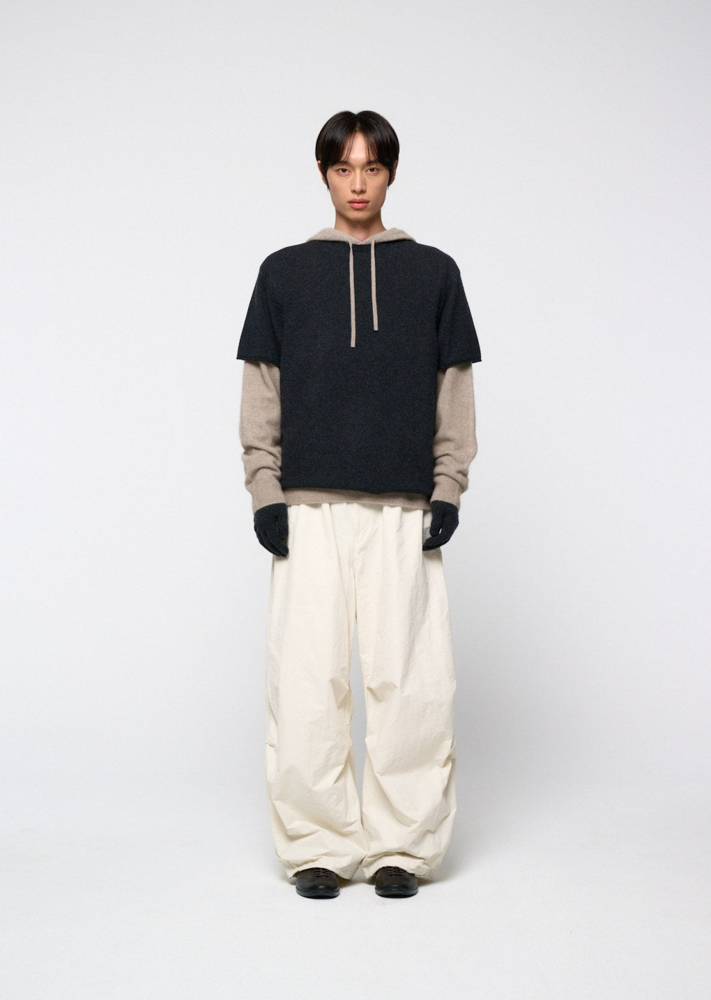 cashmere easy half sleeve knit, charcoal