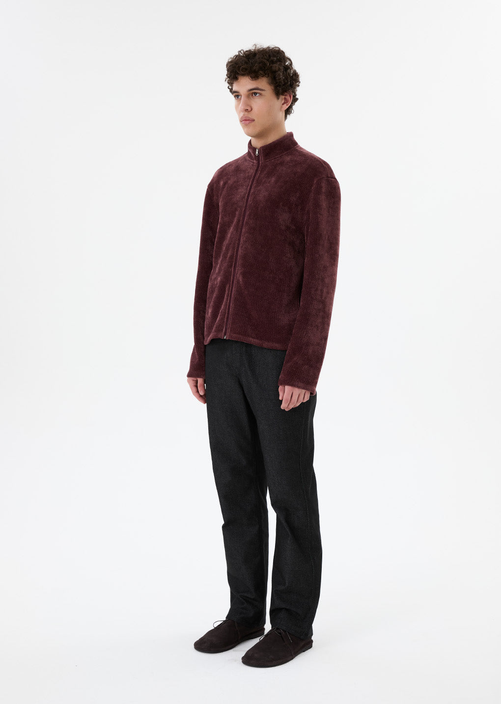 velvet zip up jumper, burgundy