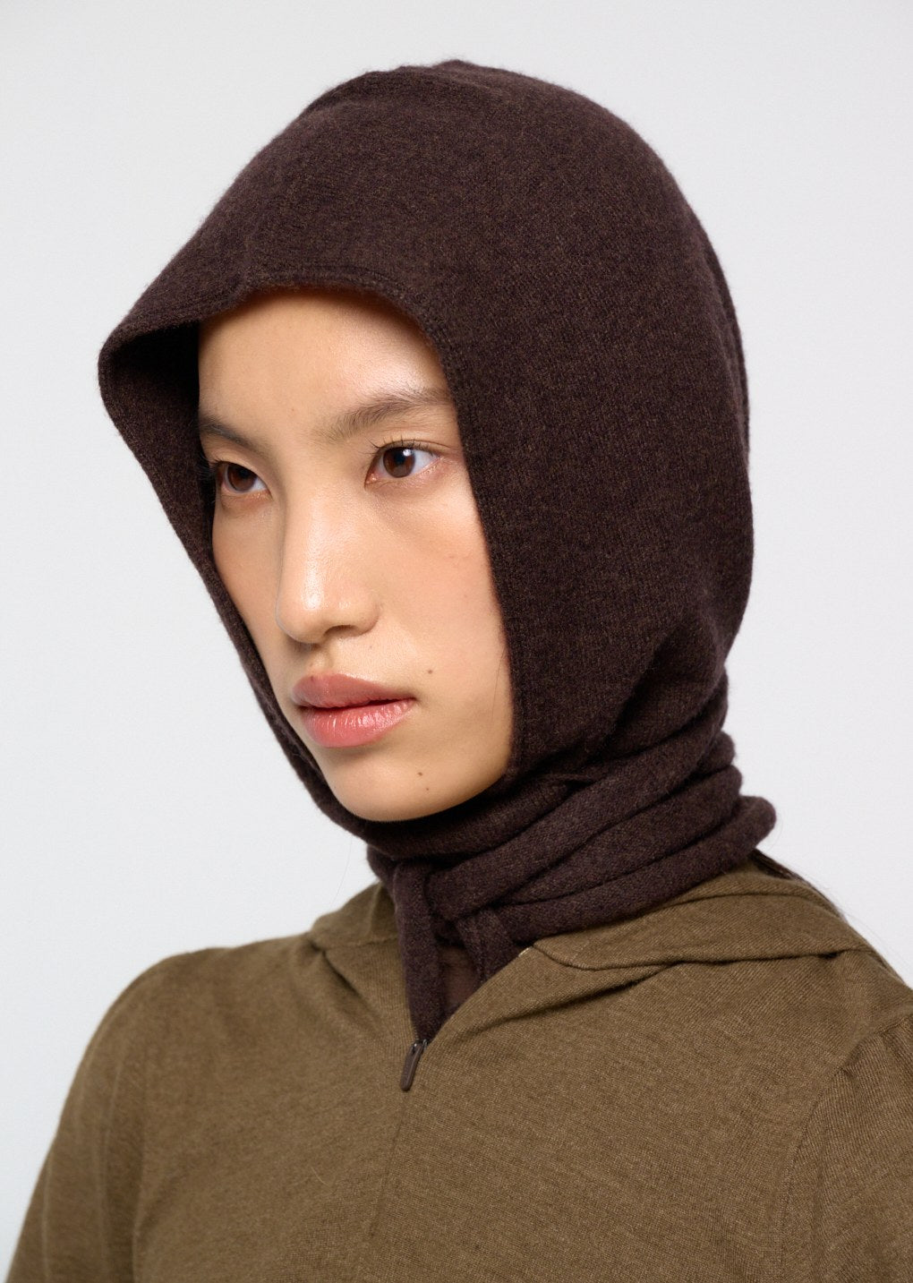 cashmere balaclava scarf, brown