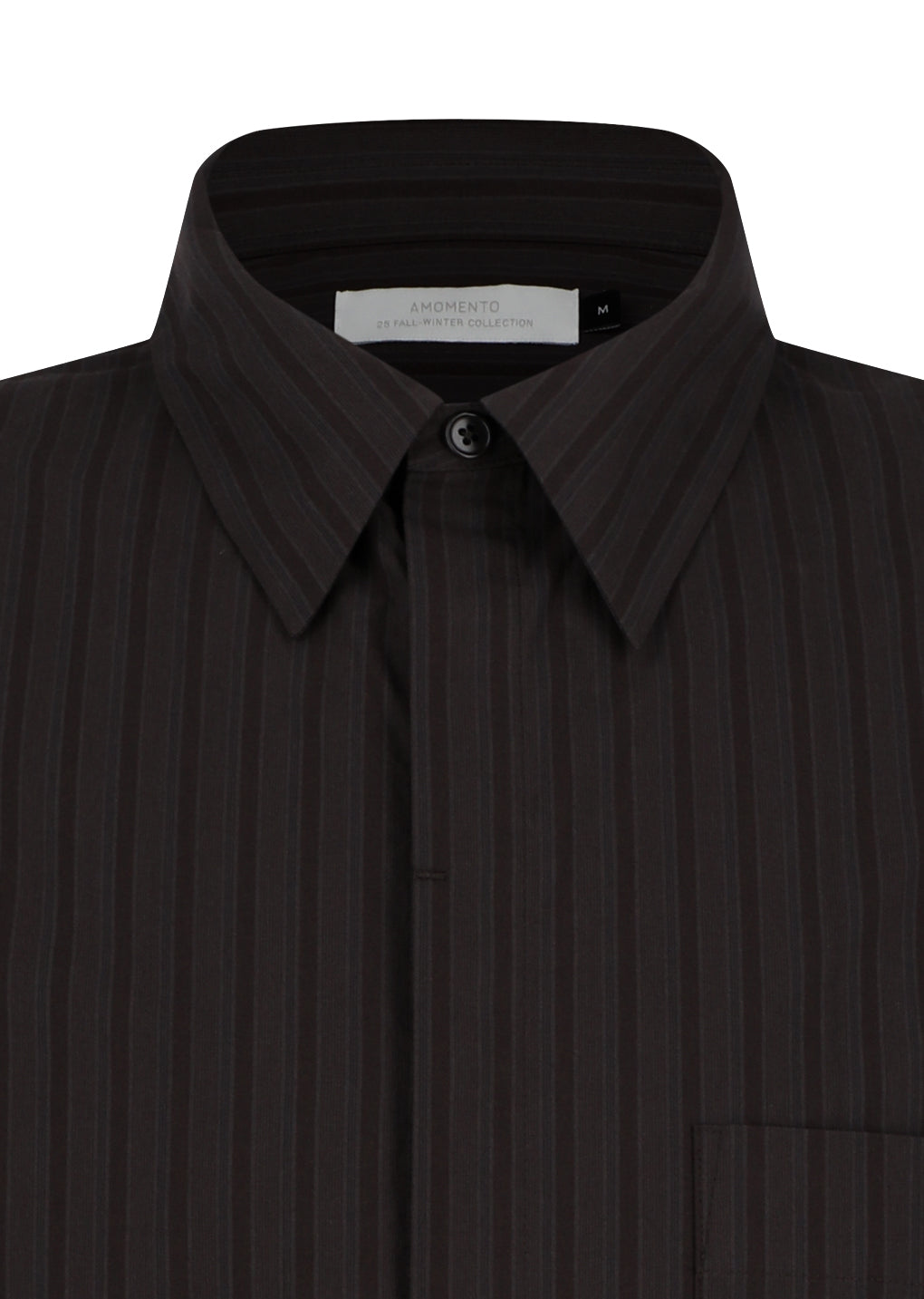 stripe square pocket oversized shirts, brown