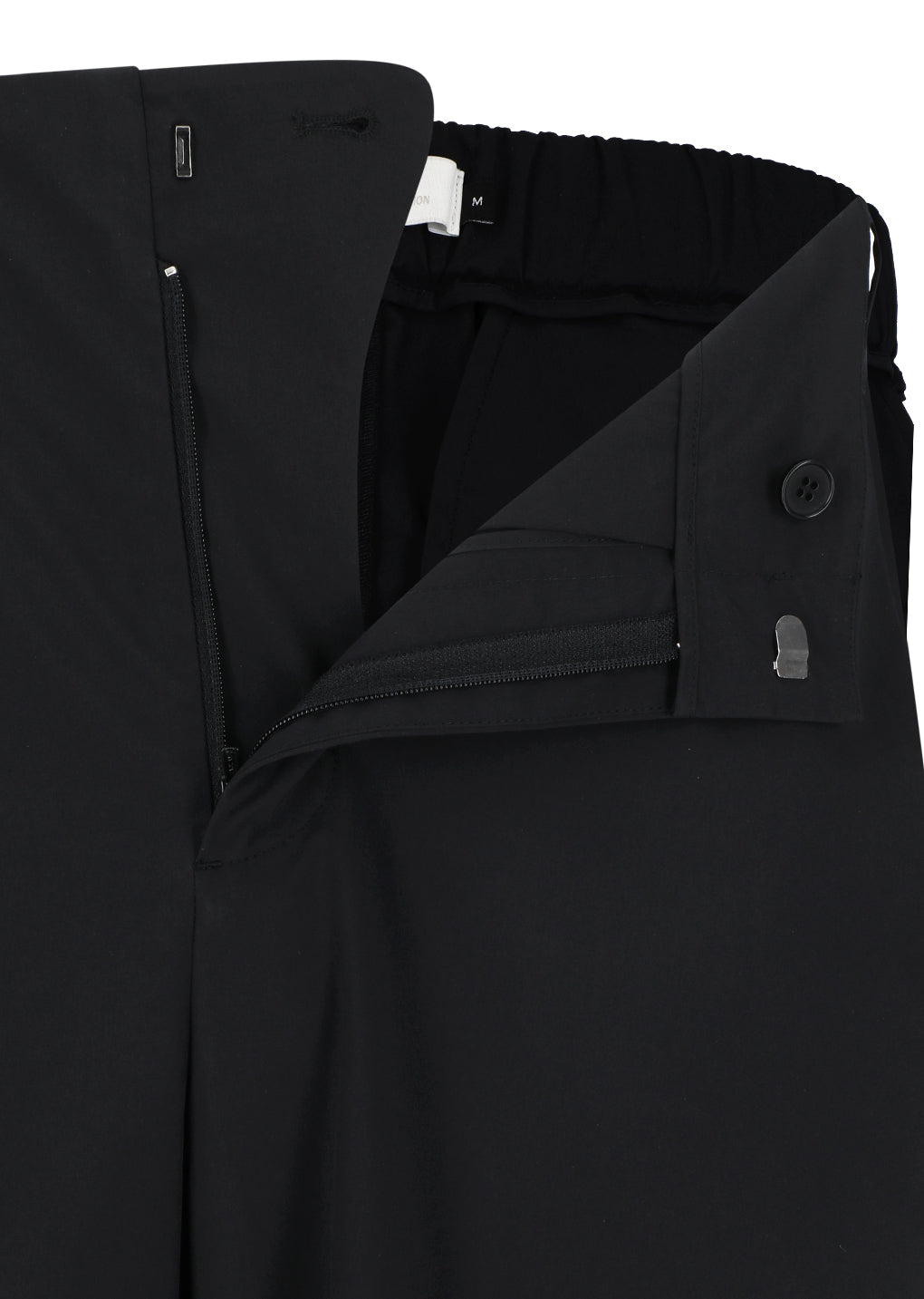 curved zip banding pants, black