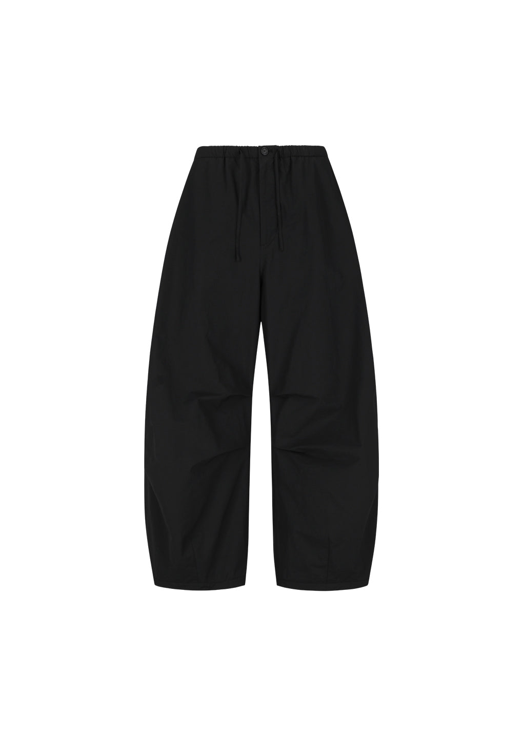 drawstring wide fatigue pants, black