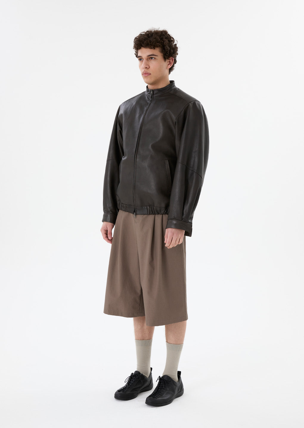 lambskin leather blouson, brown