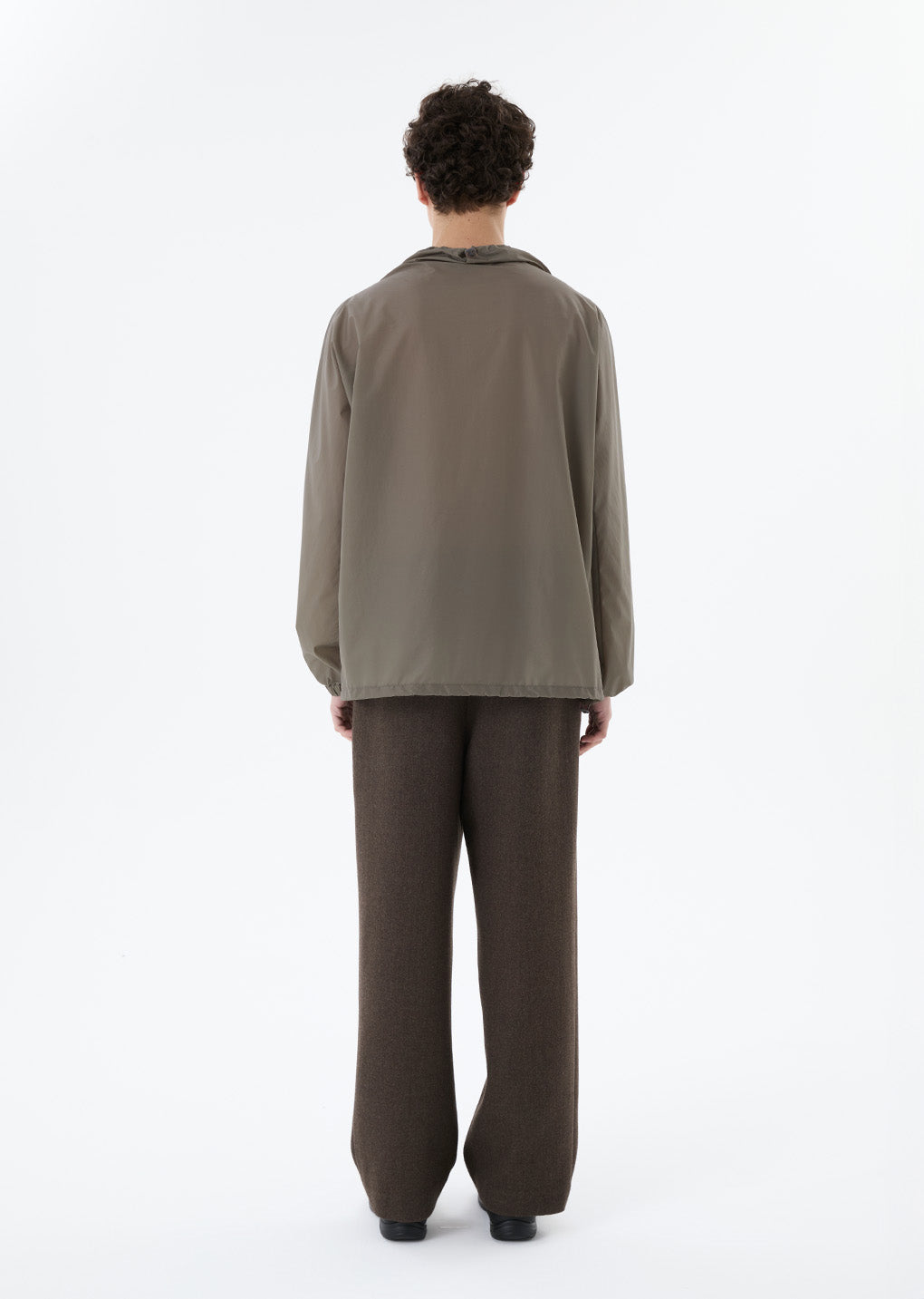 sheer nylon cowl neck anorak, grey
