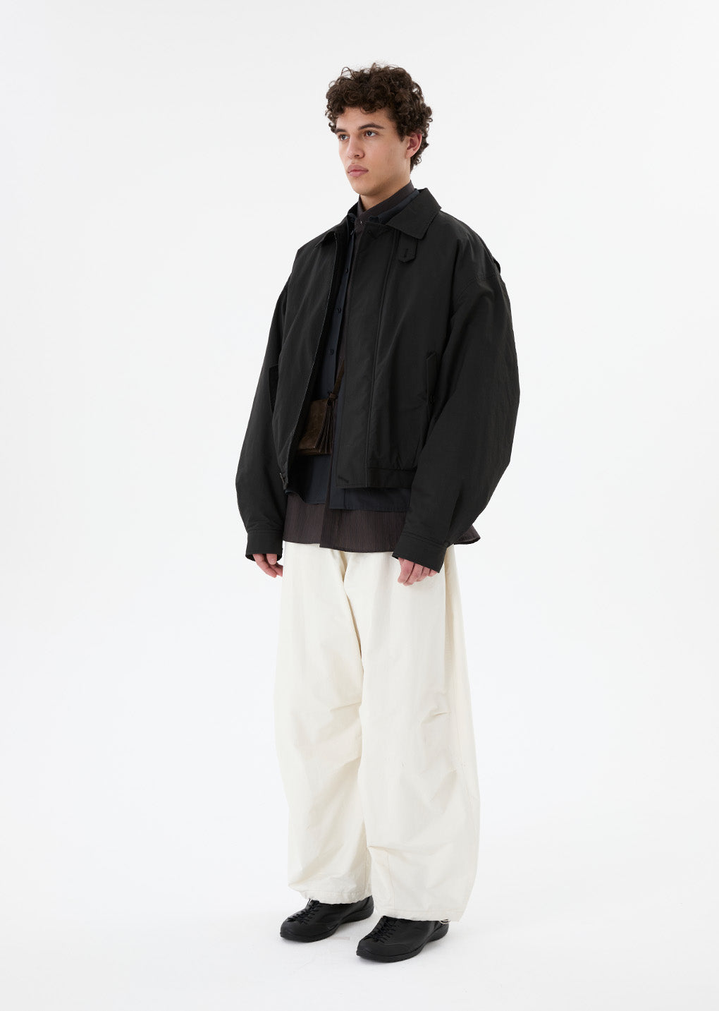 padded cotton nylon jumper, black