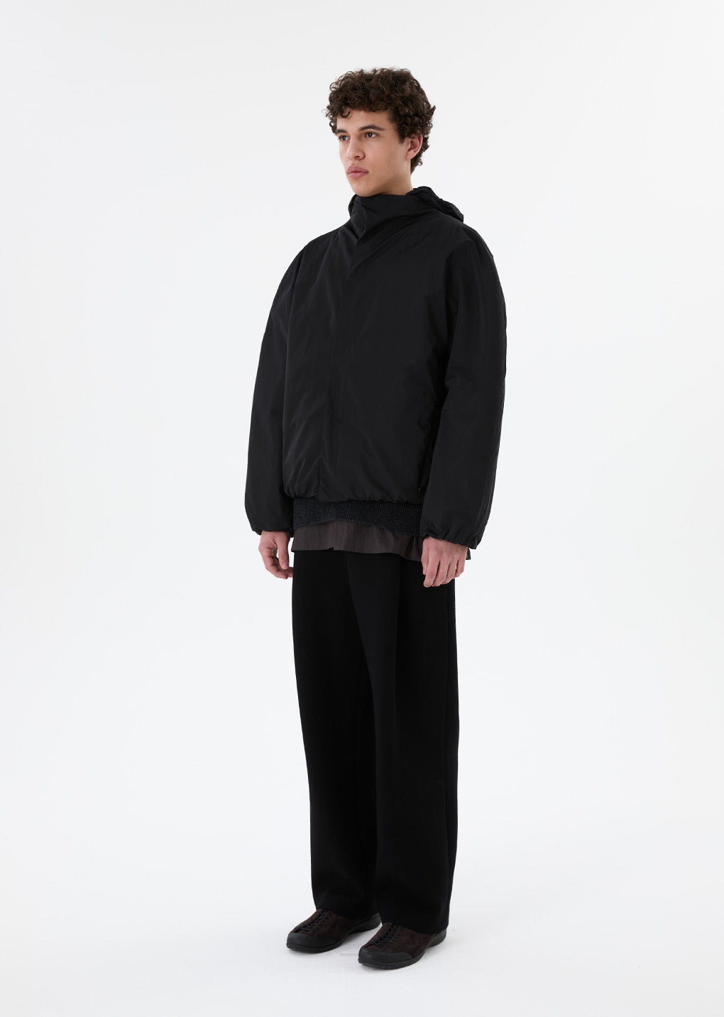 taffeta padded raglan jumper, black