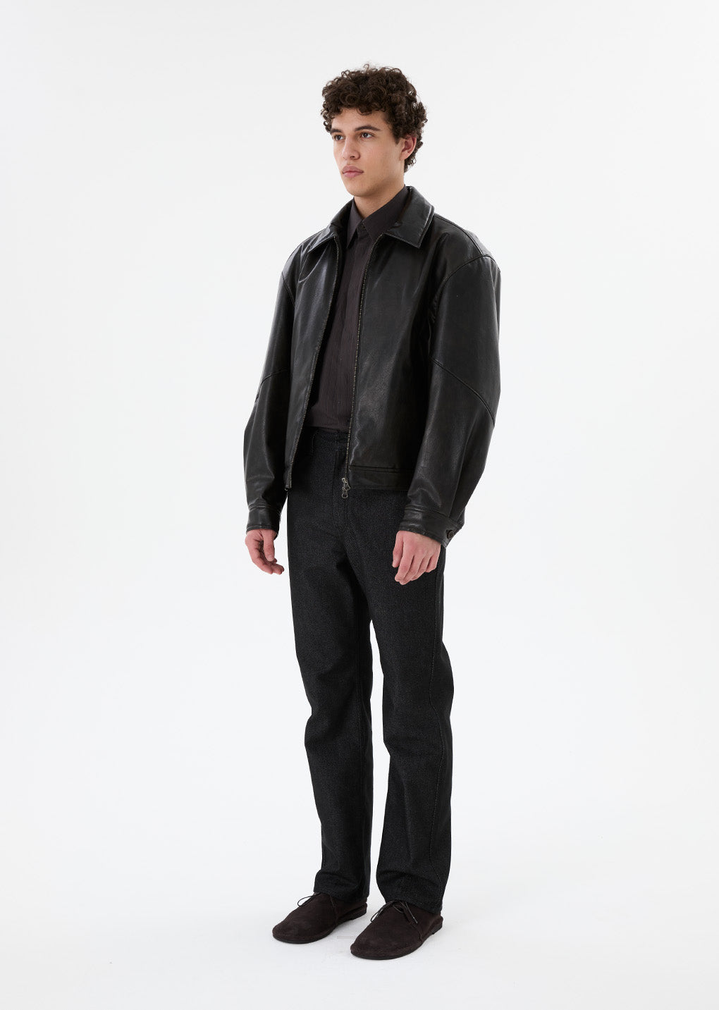 vegan leather blouson, black