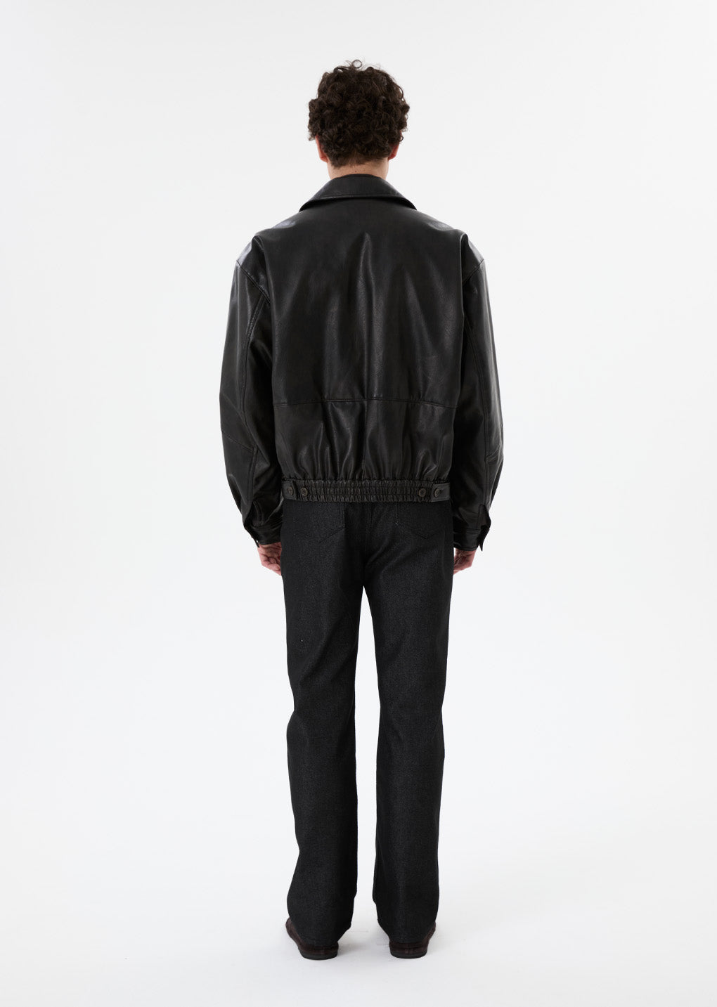 vegan leather blouson, black