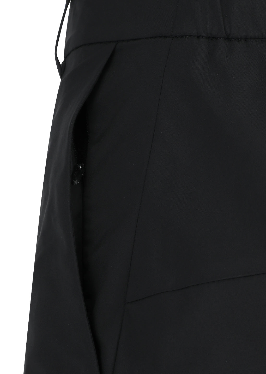taffeta curved leg pants, black