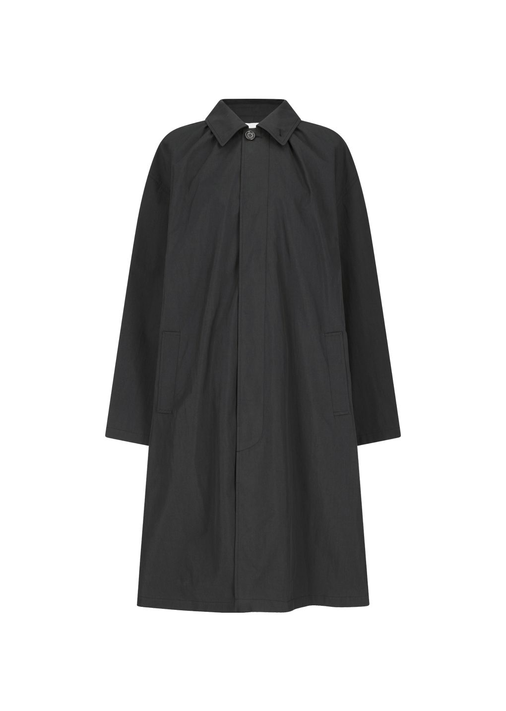 cotton nylon shirring coat, black