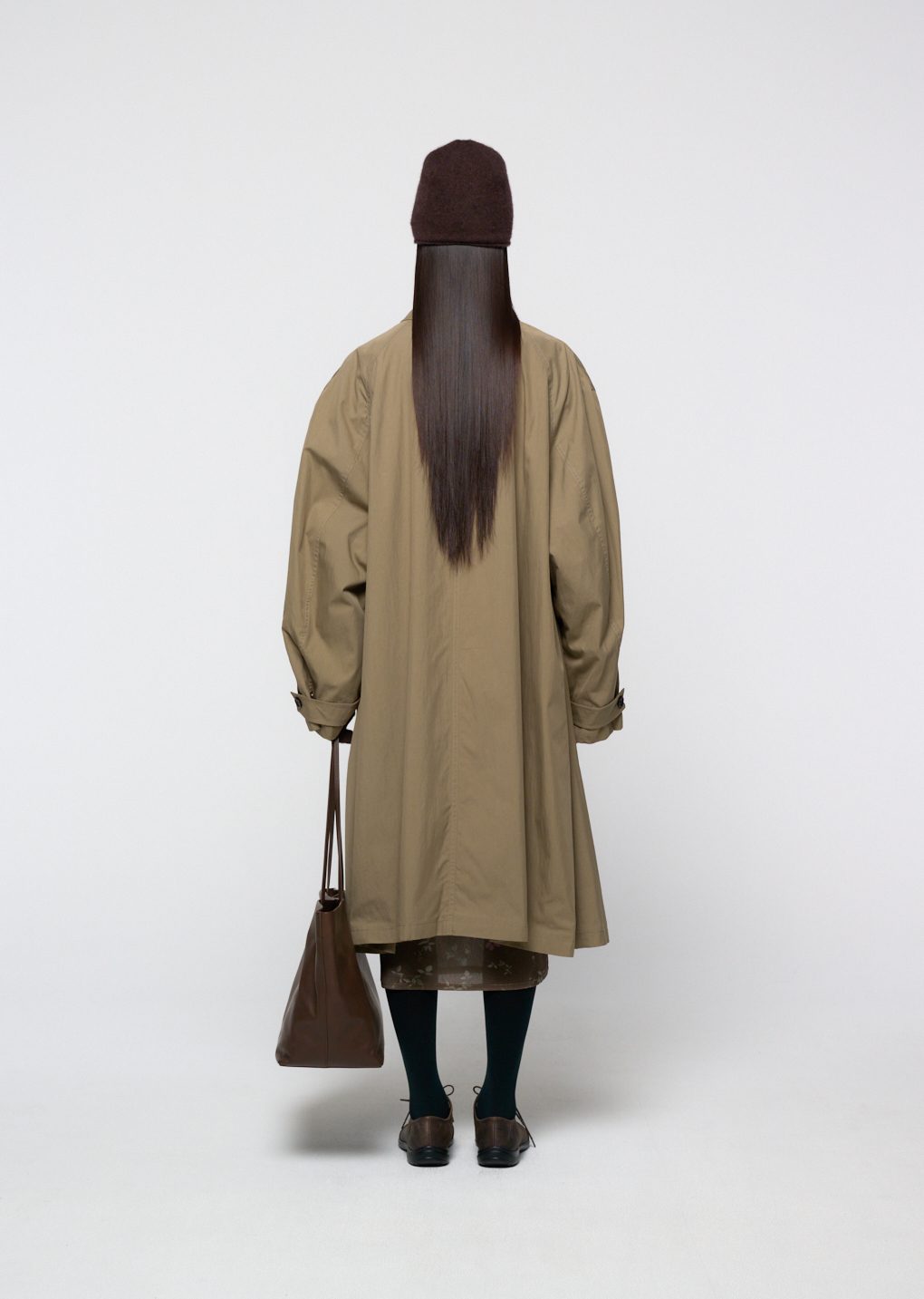 cotton nylon shirring coat, khaki