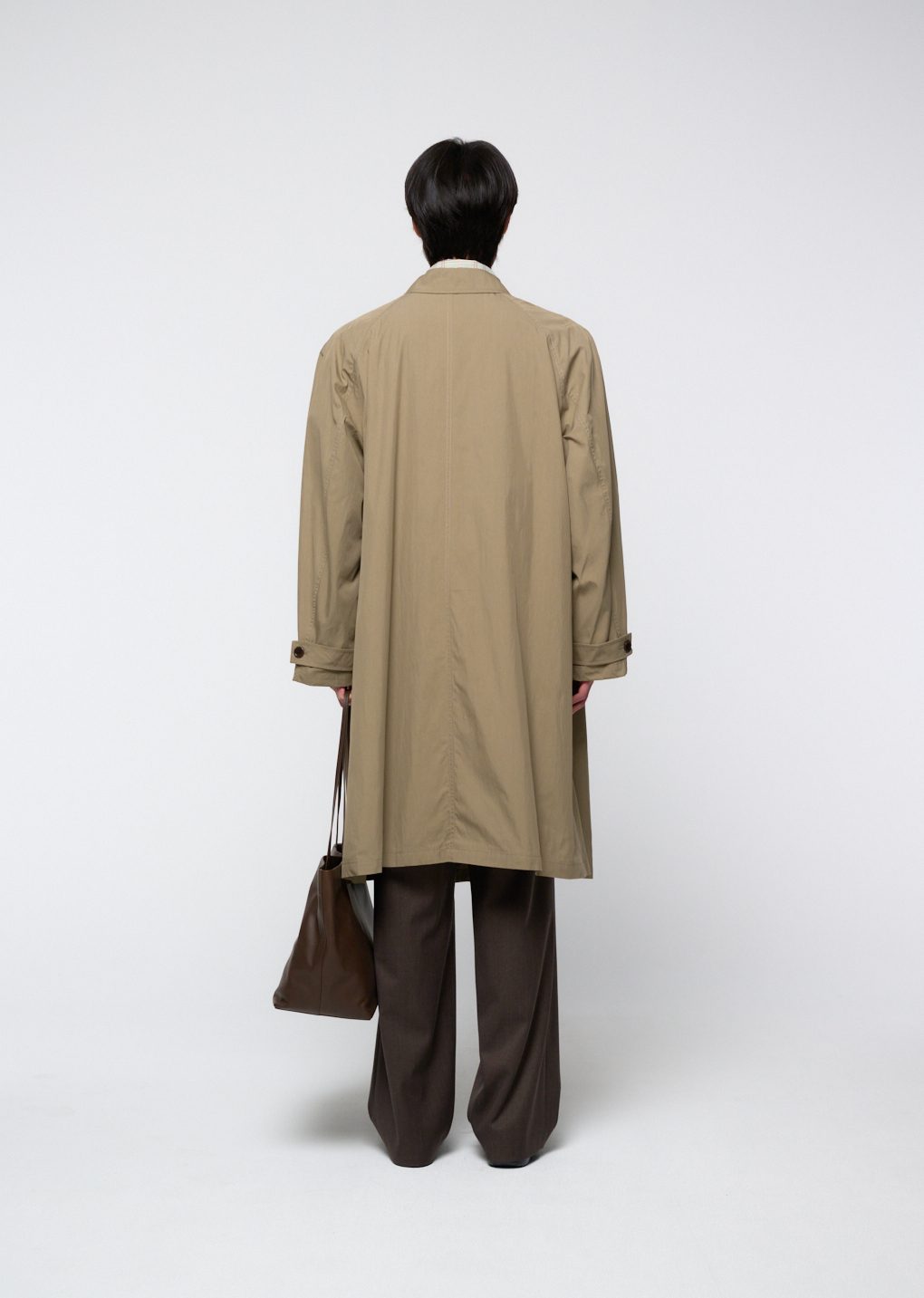 cotton nylon shirring coat, khaki