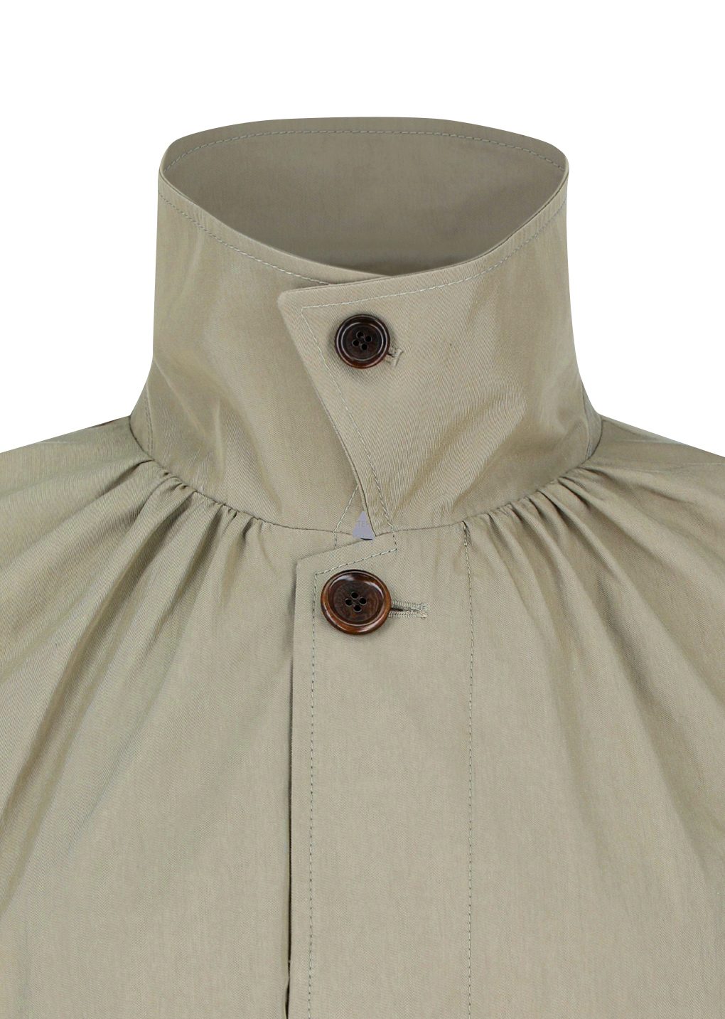 cotton nylon shirring coat, khaki